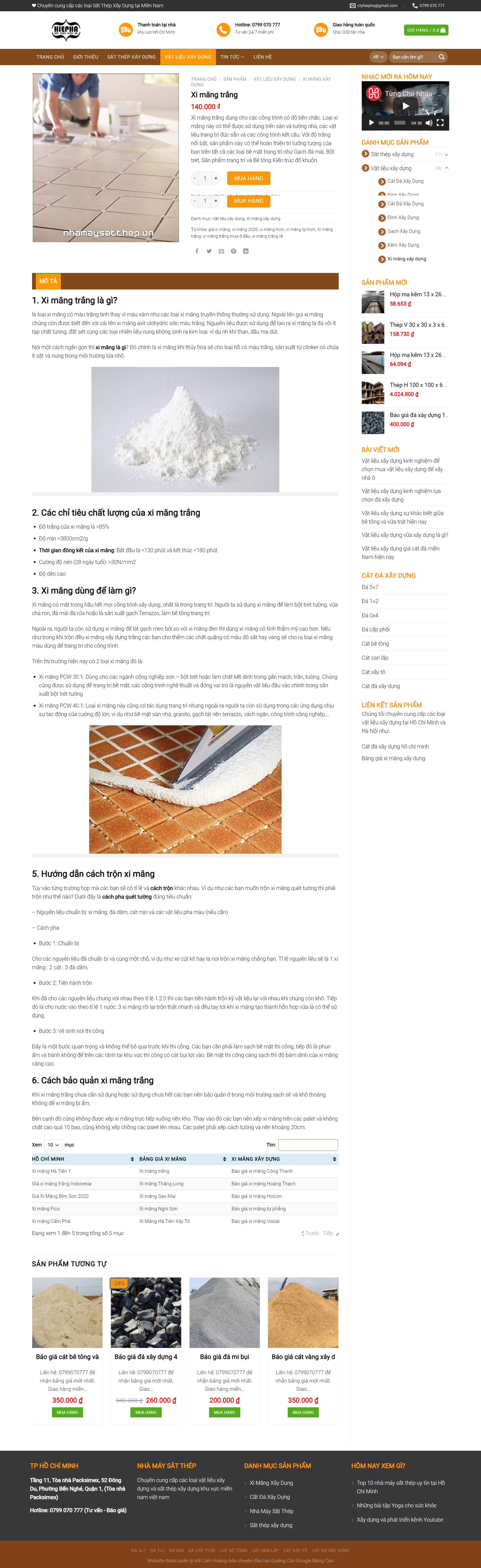 Thiết kế Website web bán xi măng trắng - nhamaysatthepvn