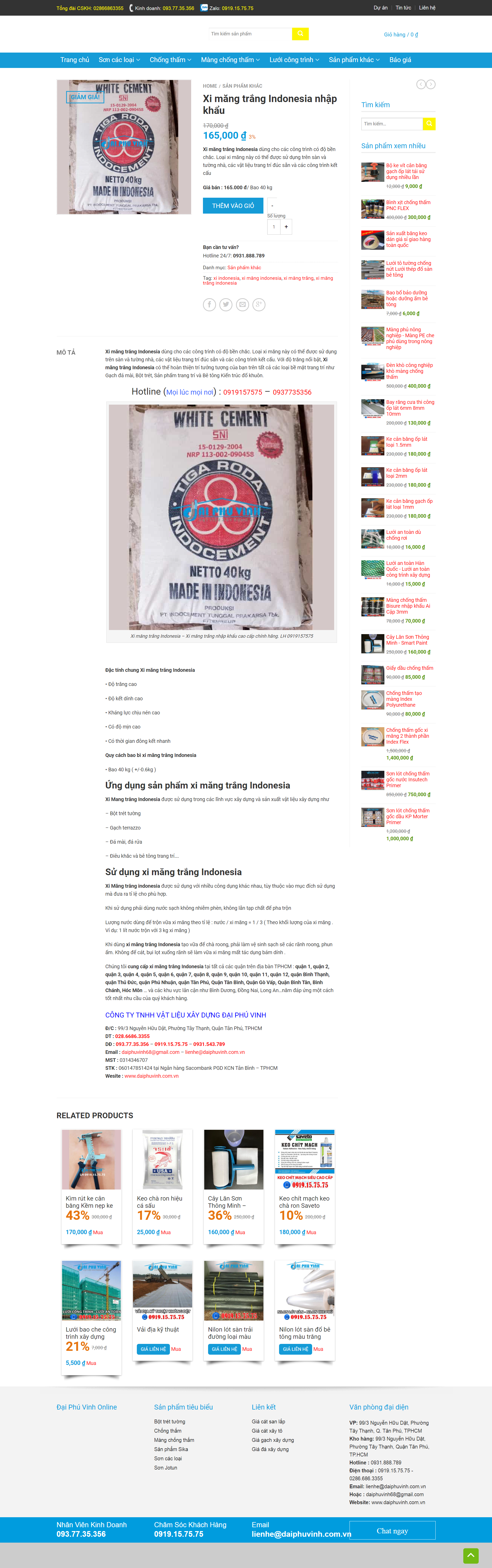 Thiết kế Website web bán xi măng trắng - daiphuvinhcomvn