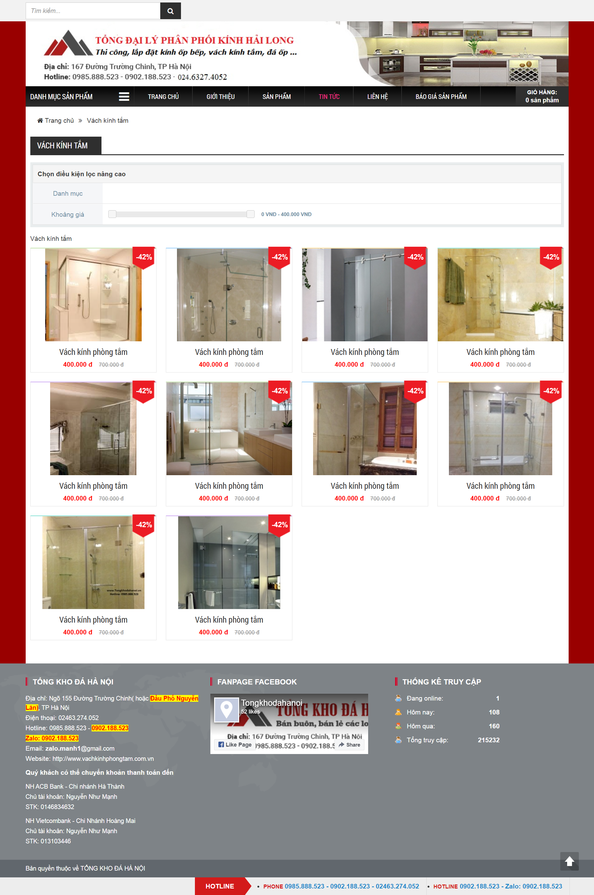 Thiết kế Website web phòng tắm kính - vachkinhphongtamcomvn