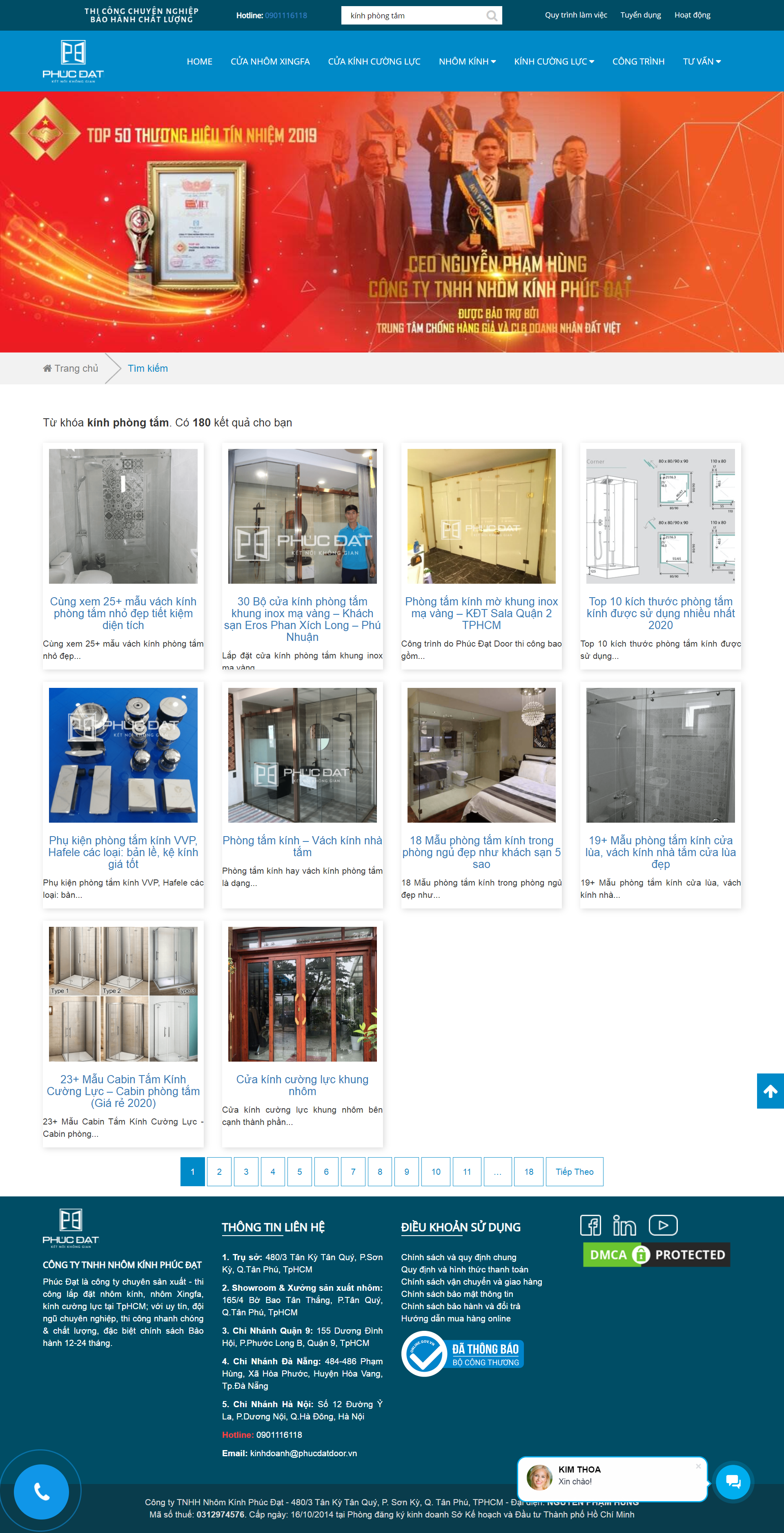 Thiết kế Website web phòng tắm kính - phucdatdoorvn