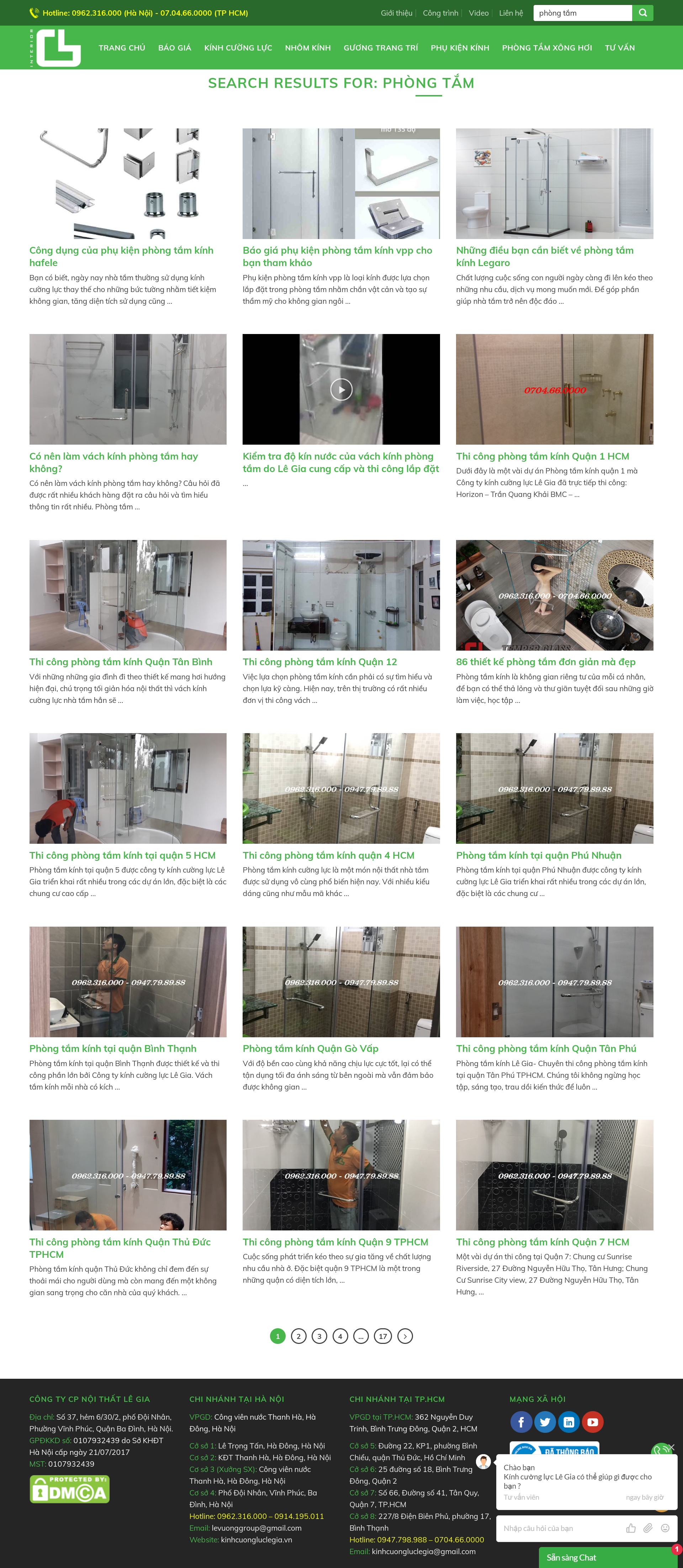 Thiết kế Website web phòng tắm kính - kinhcuongluclegiavn