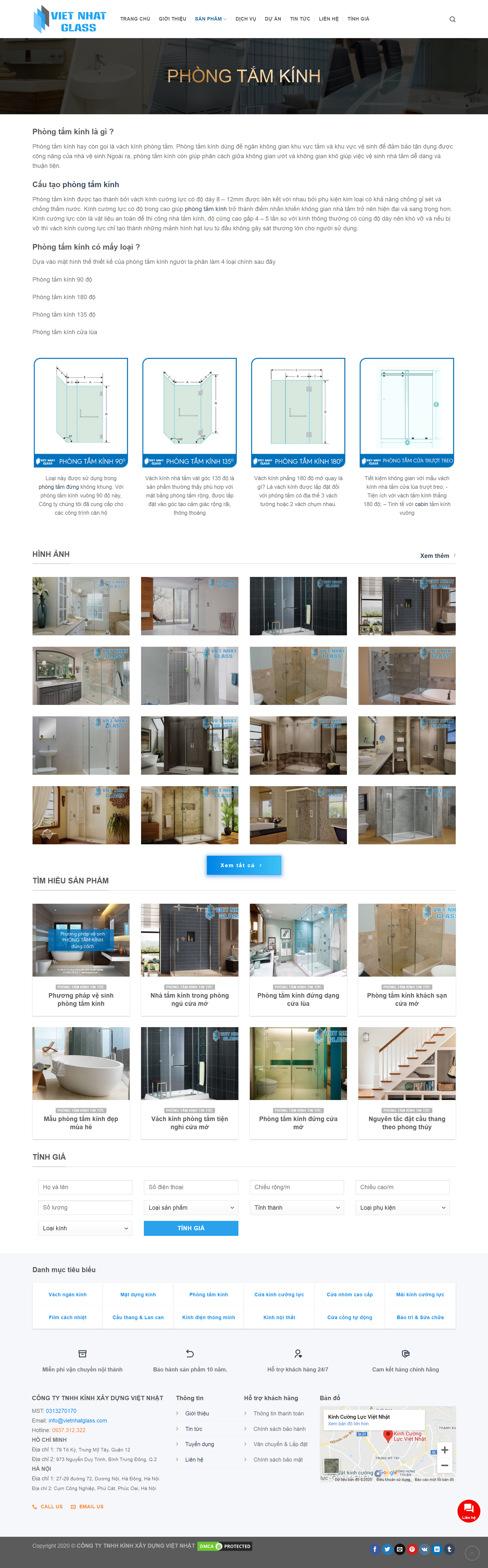 Thiết kế Website web phòng tắm kính - vietnhatglasscom