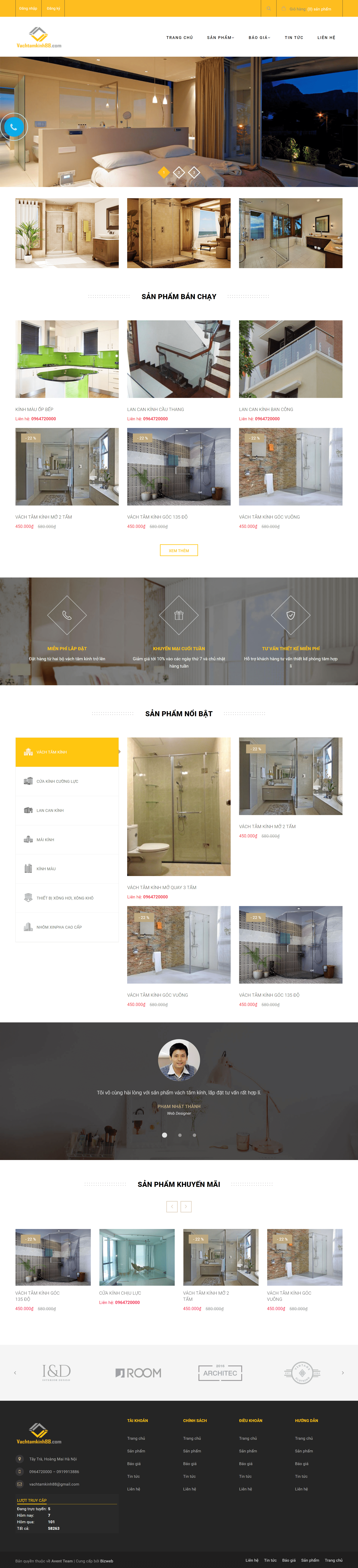 Thiết kế Website web phòng tắm kính - vachtamkinh88com