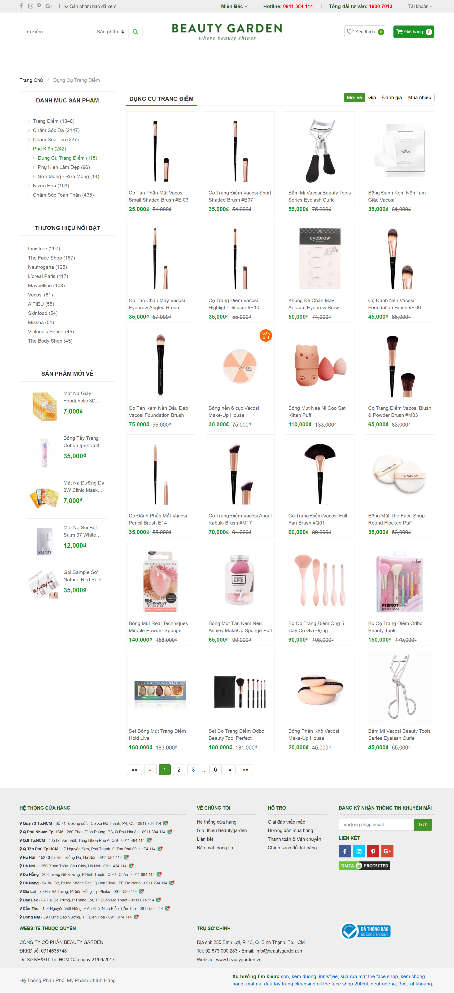 Thiết kế Website web dụng cụ trang điểm - beautygardenvn
