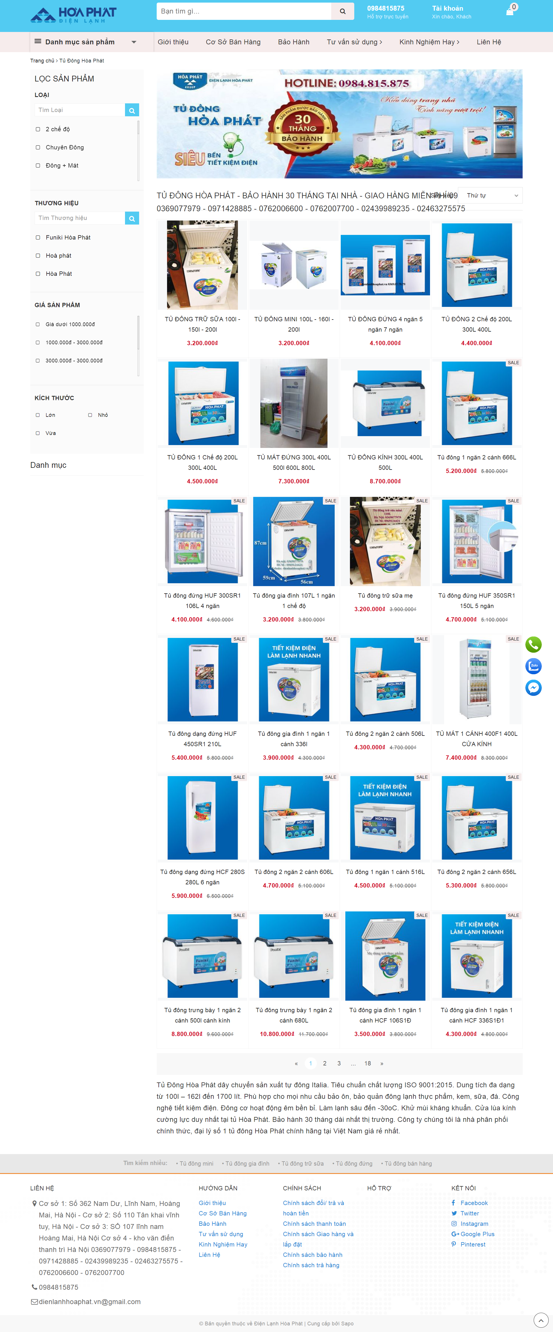 Thiết kế Website web tủ đông - dienlanhhoaphatinfo