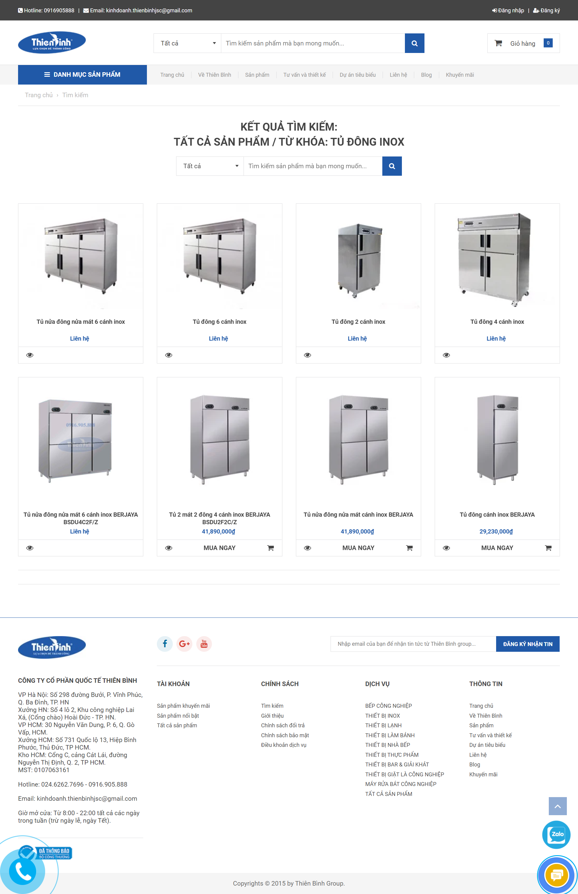 Thiết kế Website web tủ đông - thienbinhgroupcom