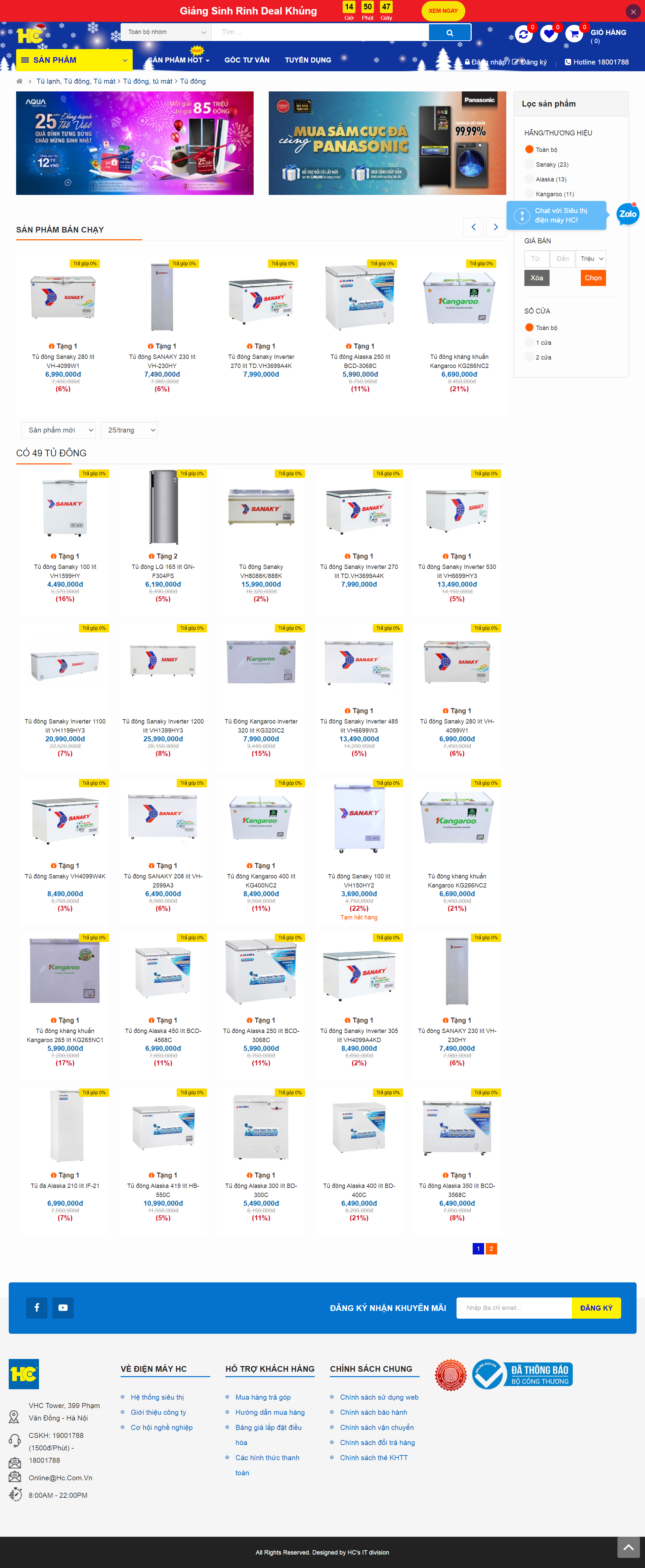 Thiết kế Website web tủ đông - hccomvn