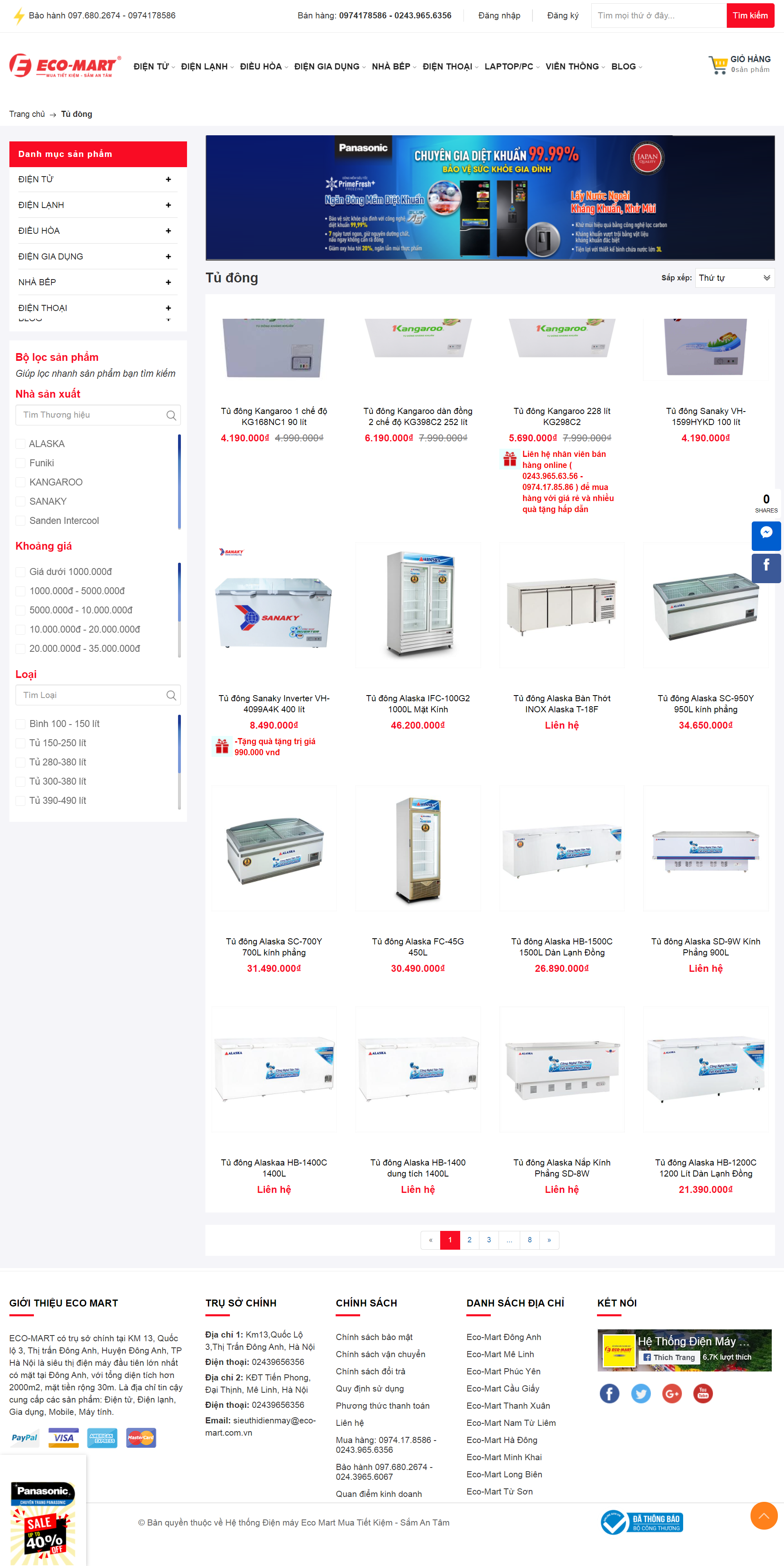 Thiết kế Website web tủ đông - eco-martvn