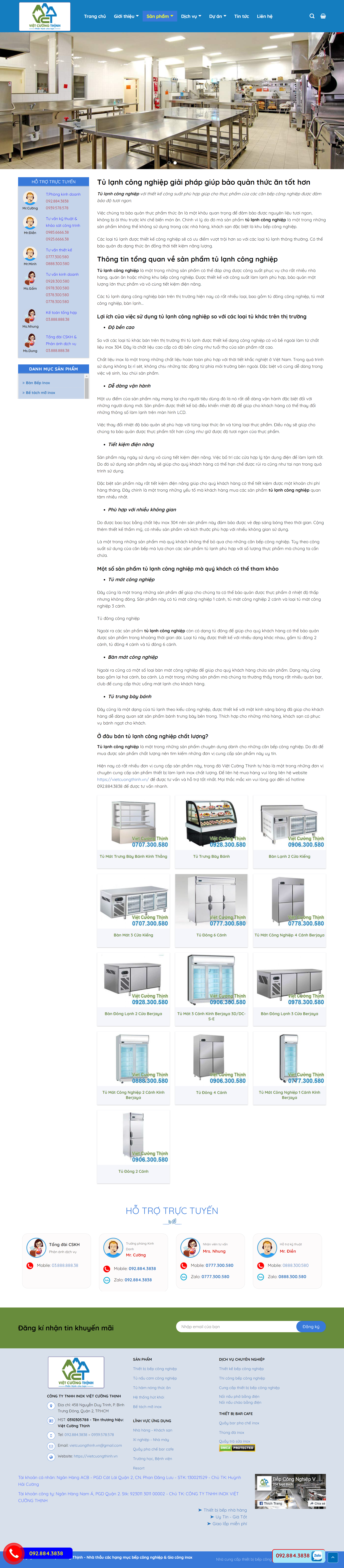 Thiết kế Website web tủ lạnh công nghiệp - vietcuongthinhvn