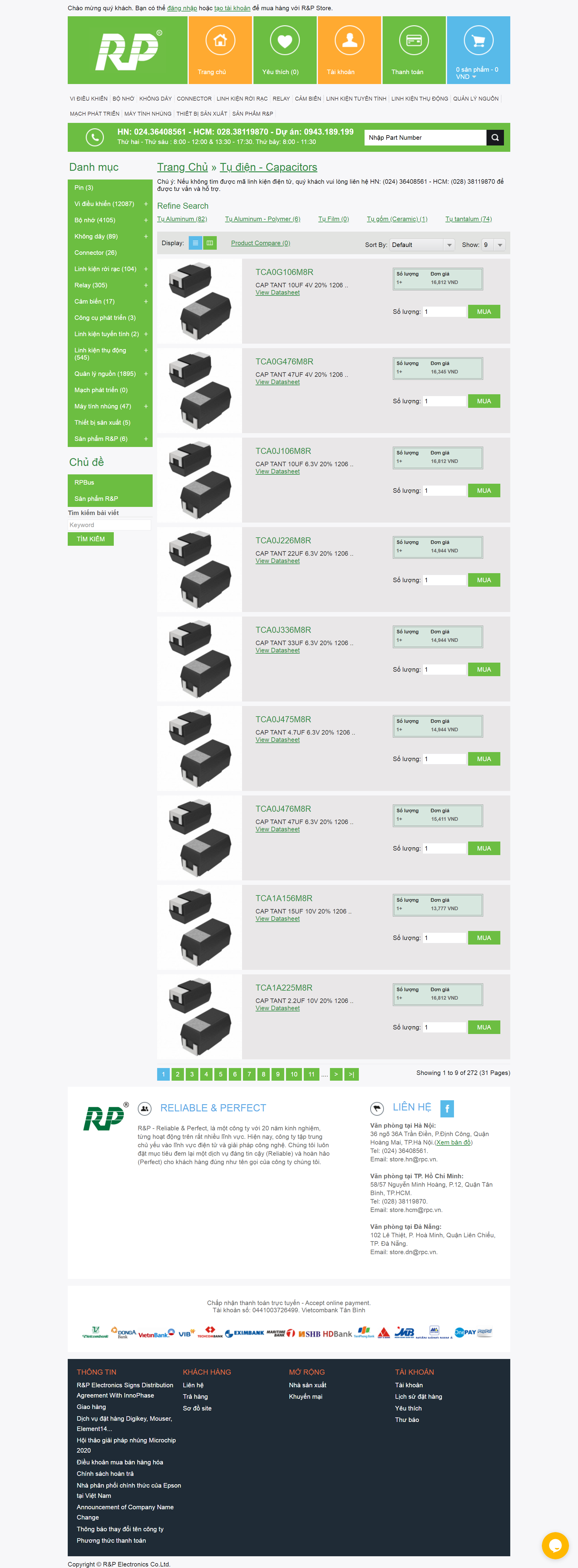 Thiết kế Website web bảng tụ điện - storerpcvn