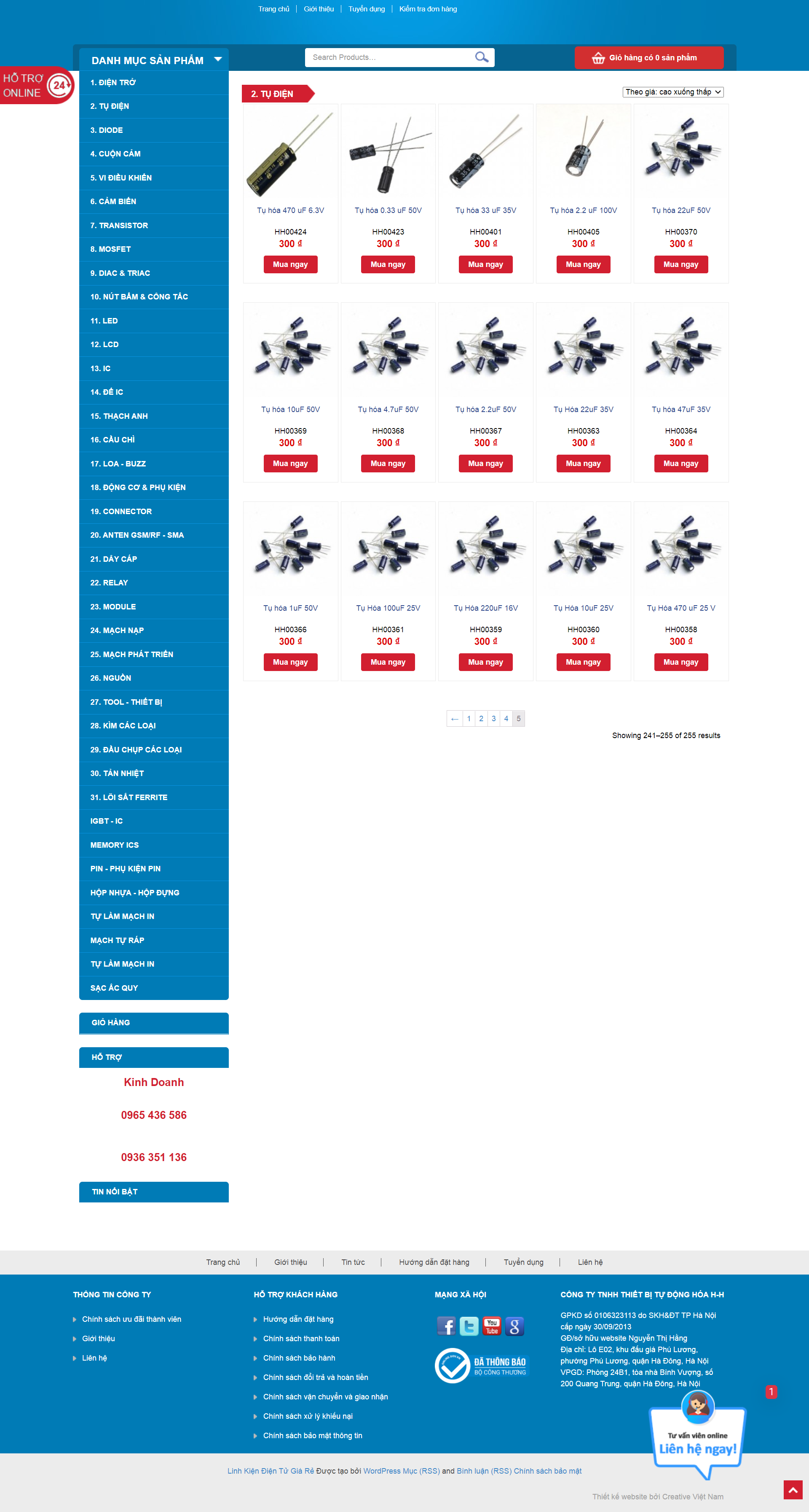 Thiết kế Website web bảng tụ điện - banlinhkiendientunet