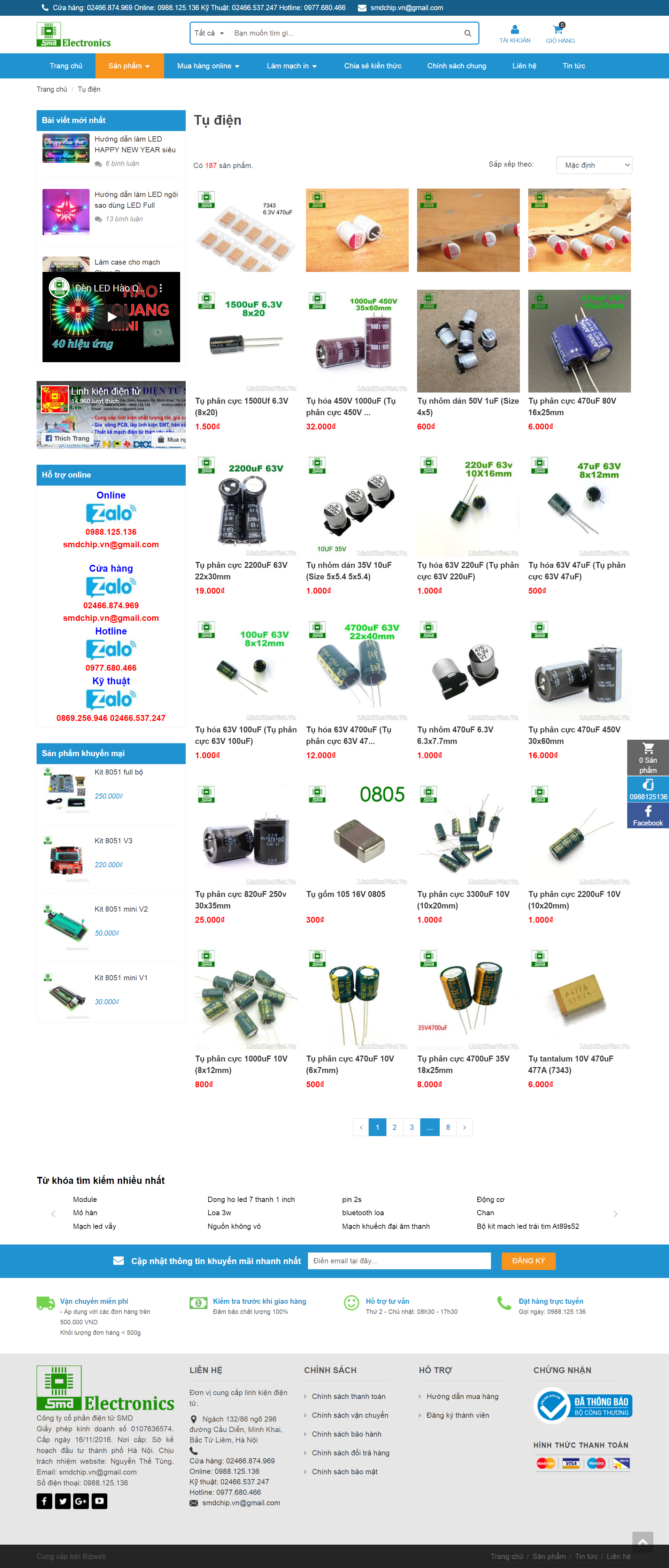 Thiết kế Website web bảng tụ điện - linhkienvietvn