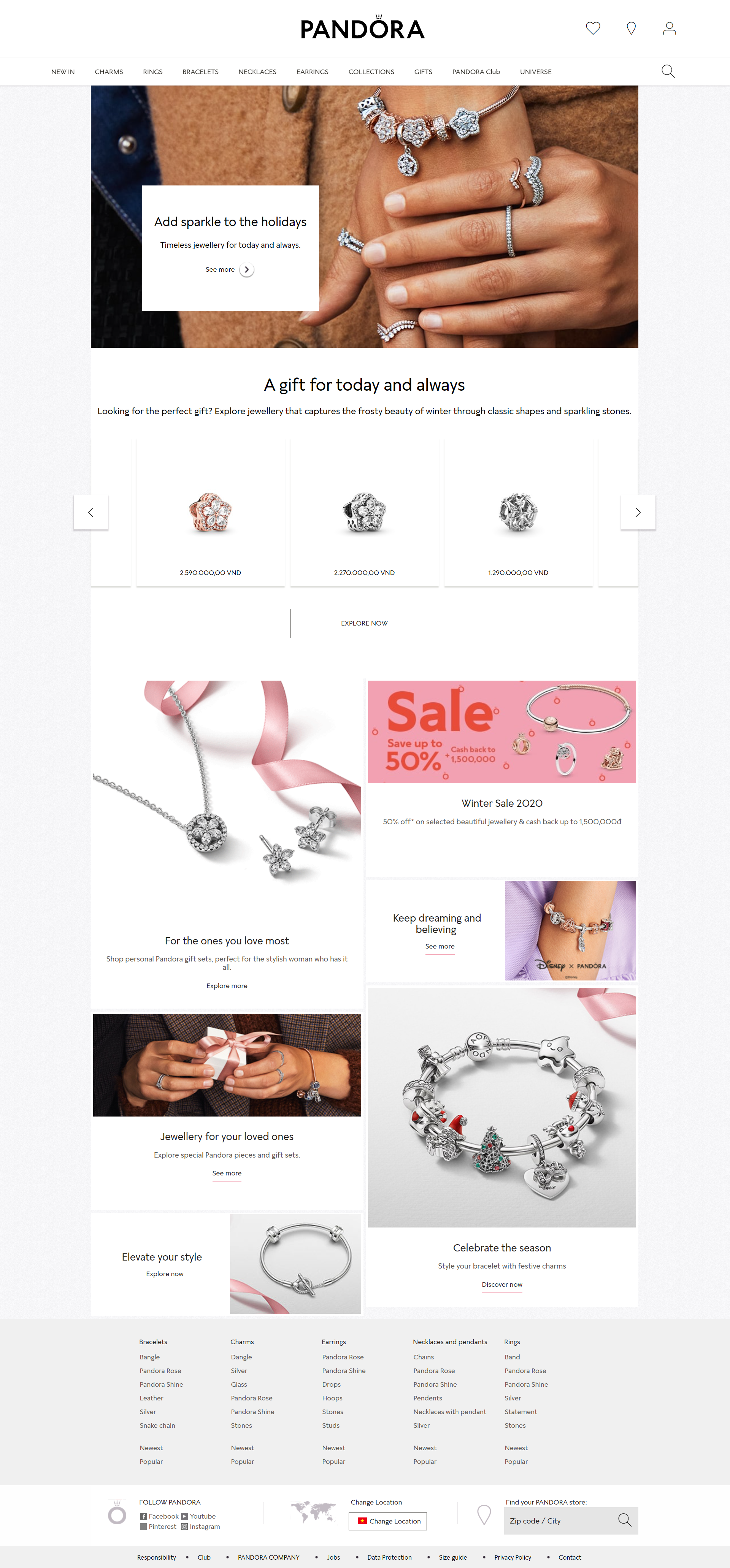 Thiết kế Website web đồ trang sức cao cấp - wwwpandoranet