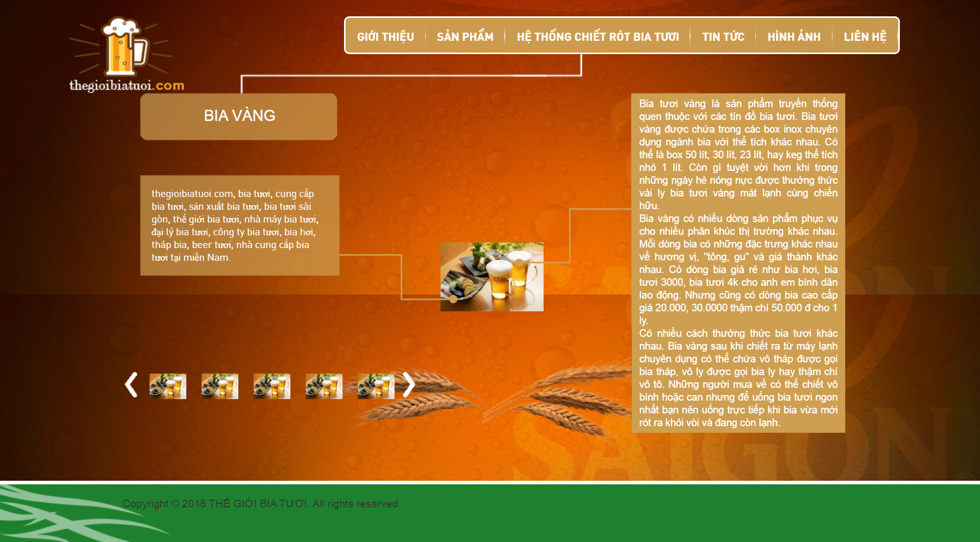 Thiết kế Website web bia tươi - thegioibiatuoicom