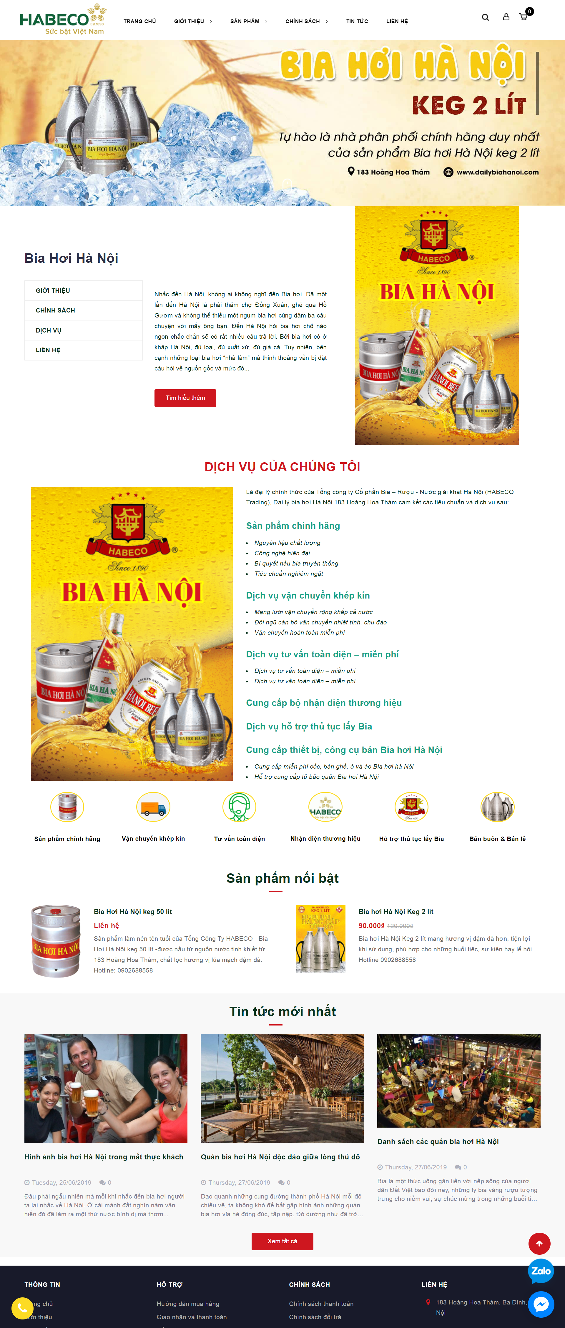 Thiết kế Website web bia tươi - dailybiahanoicom