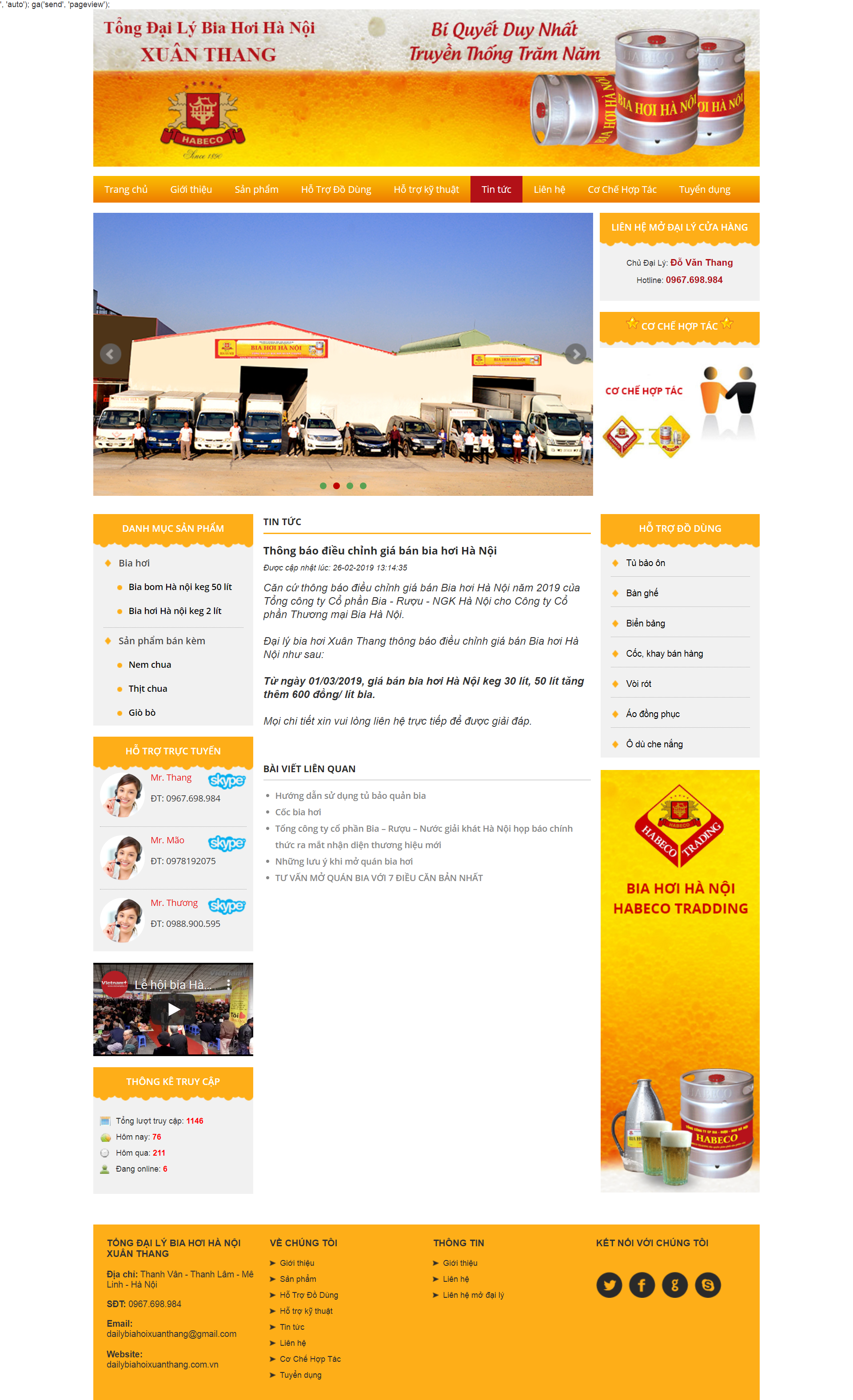 Thiết kế Website web bia hơi - dailybiahoixuanthangcomvn