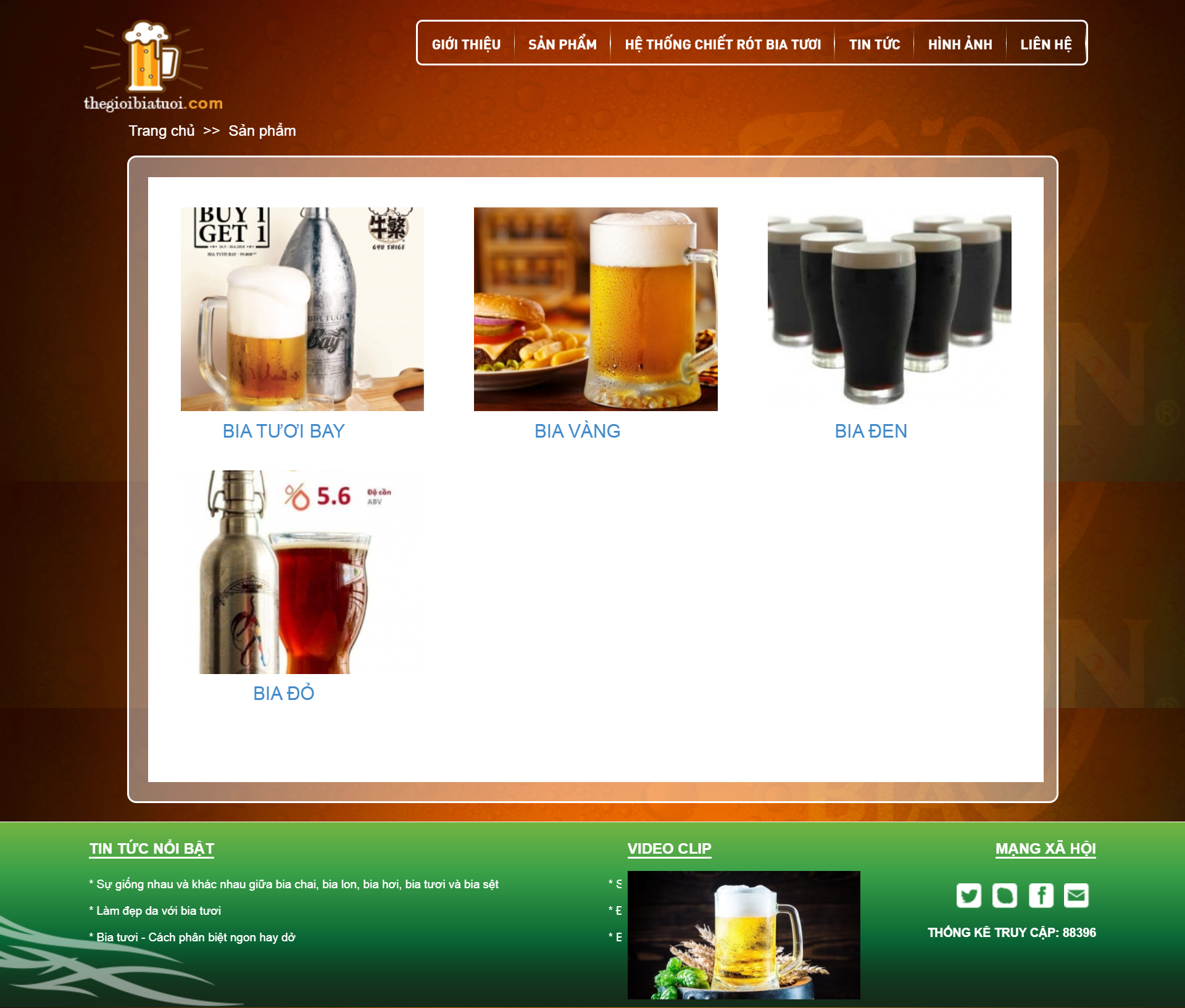 Thiết kế Website web bia hơi - wwwthegioibiatuoicom
