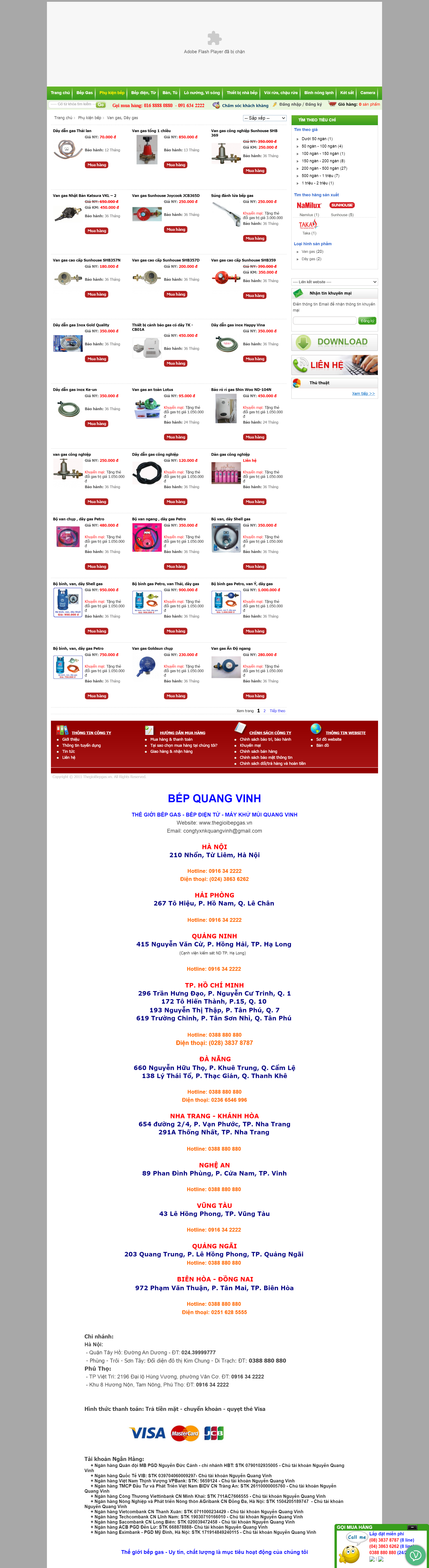 Thiết kế Website web van gas - wwwthegioibepgasvn