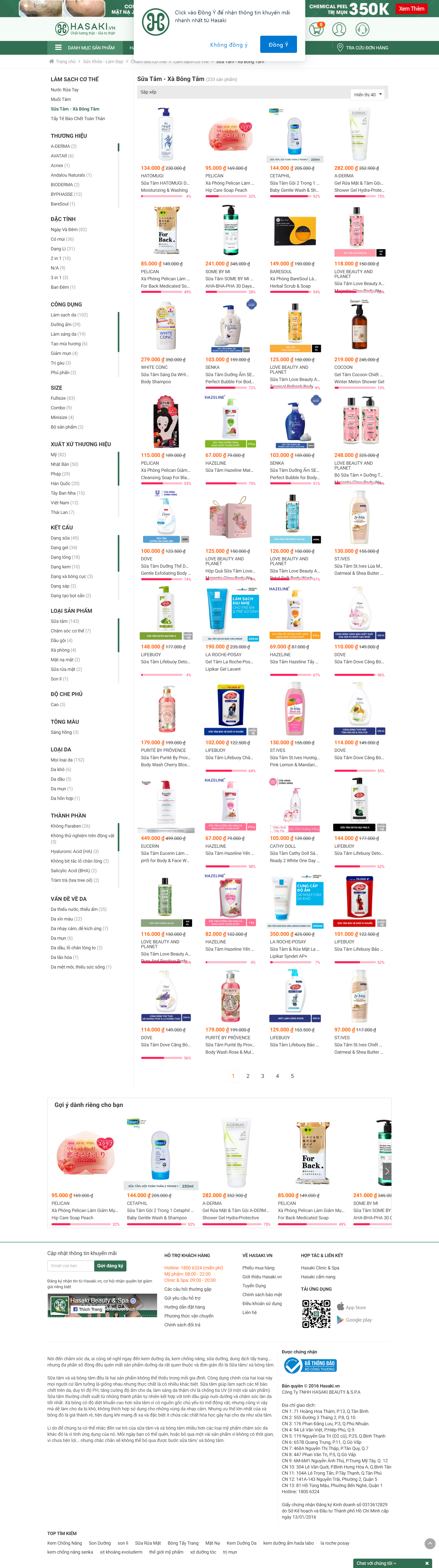 Thiết kế Website web bán sữa tắm - hasakivn