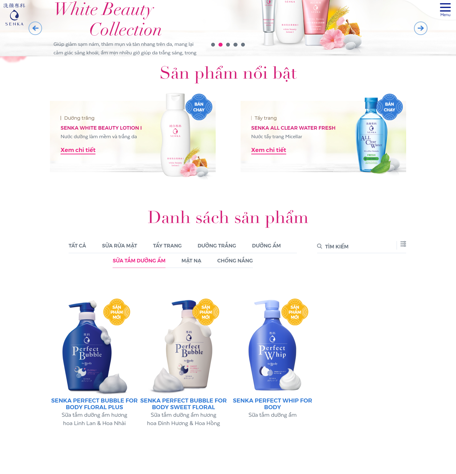 Thiết kế Website web bán sữa tắm - senkavietnamcomvn