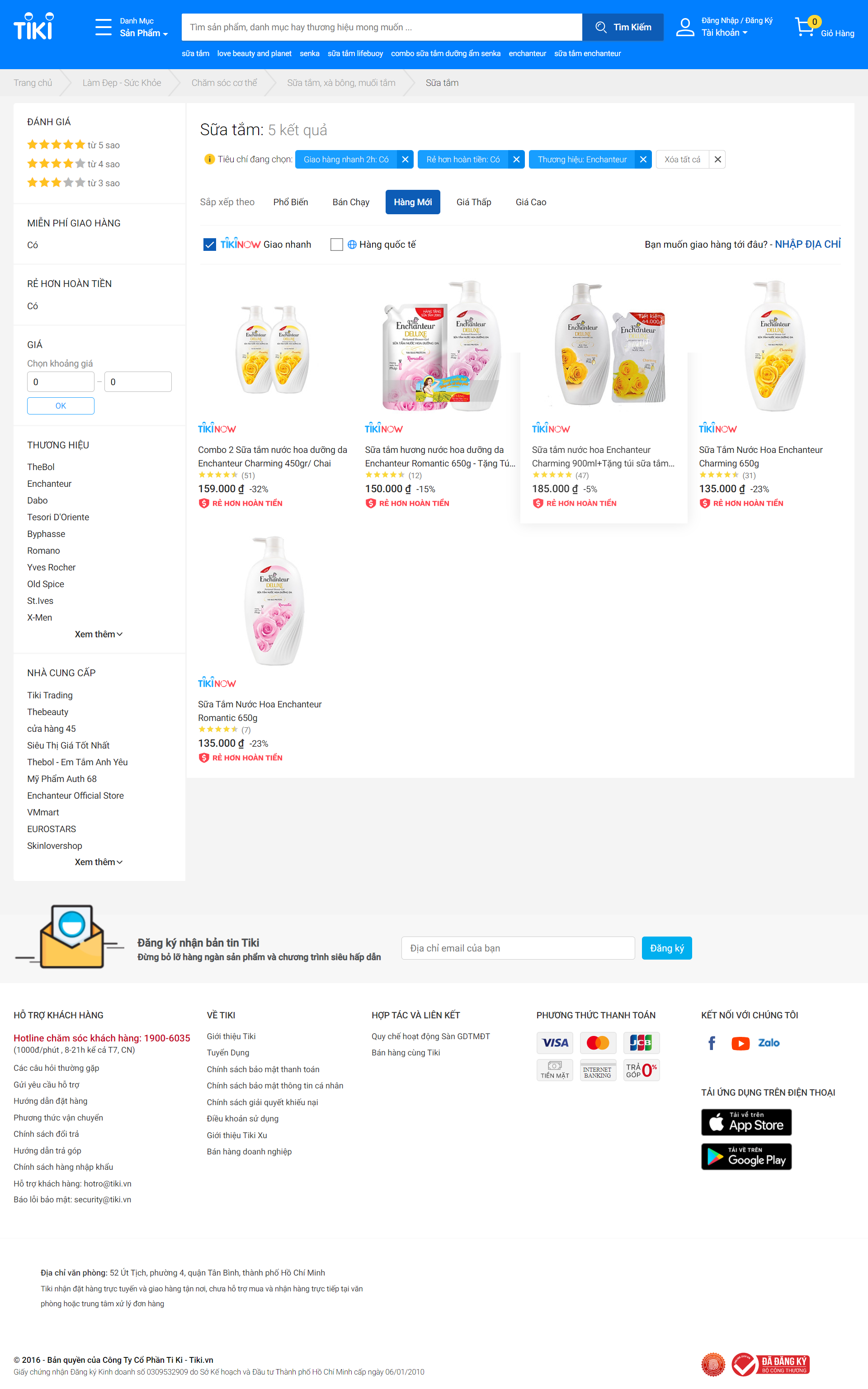 Thiết kế Website web bán sữa tắm - tikivn