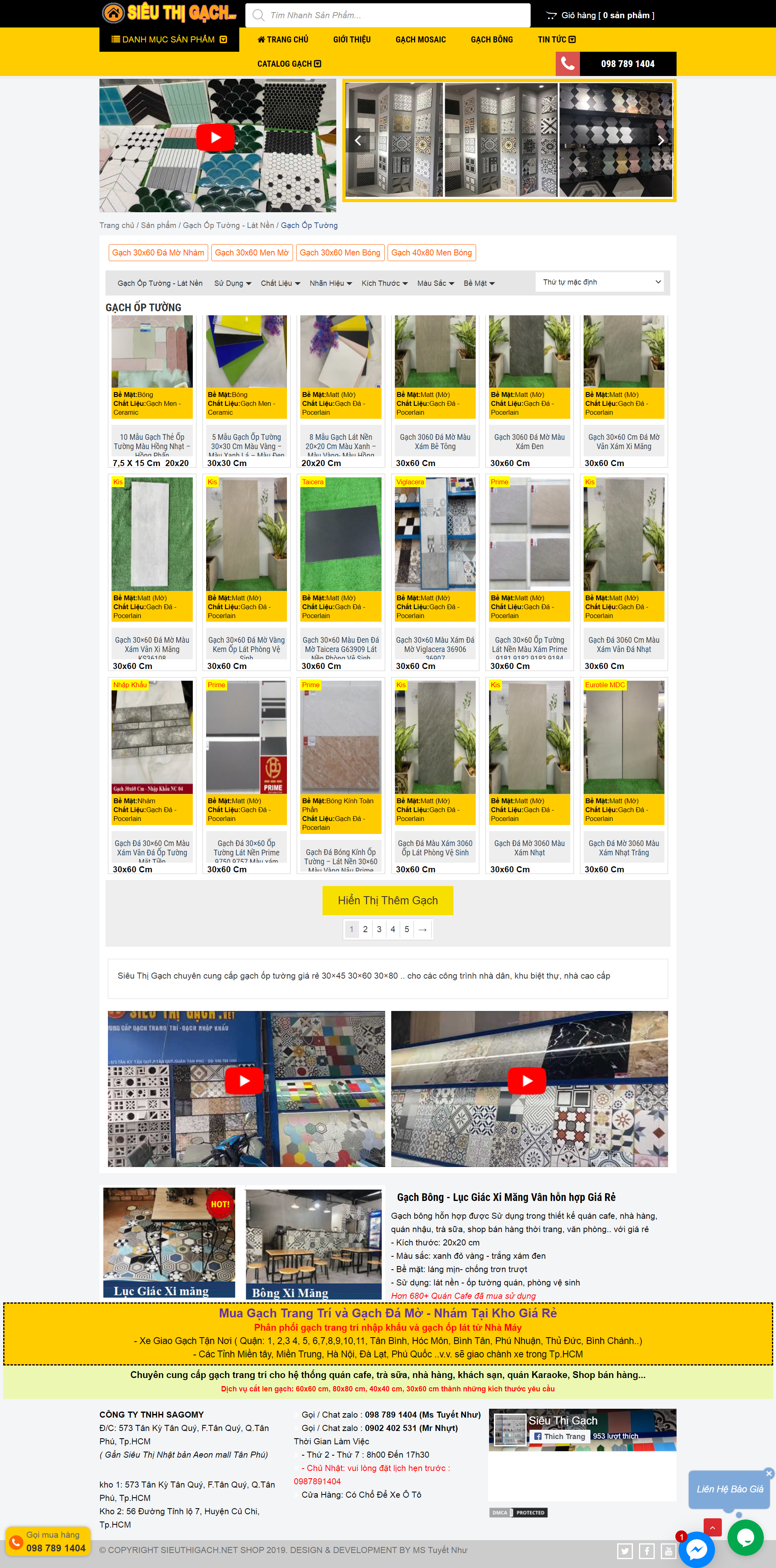 Thiết kế Website web gạch ốp men - sieuthigachnet