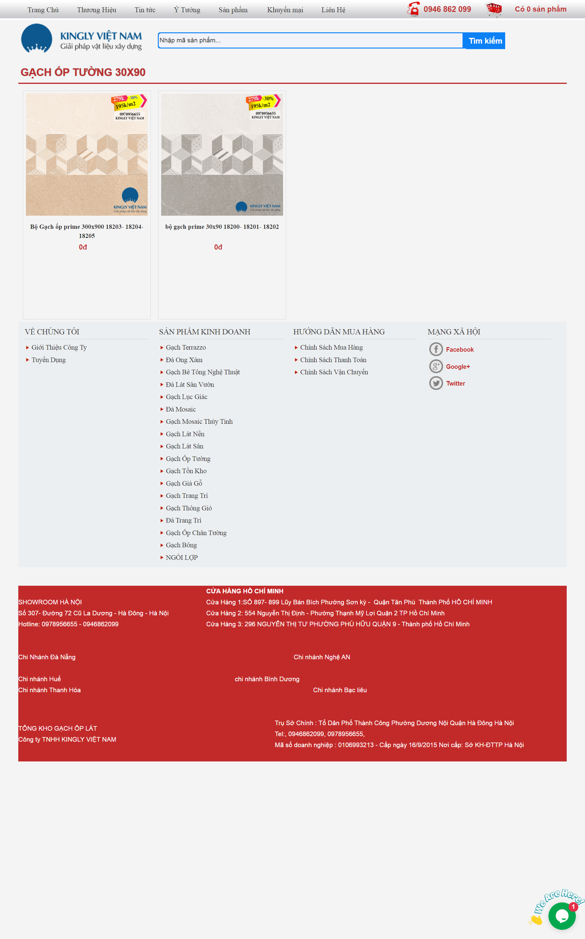 Thiết kế Website web gạch ốp men - tongkhogachoplatcom