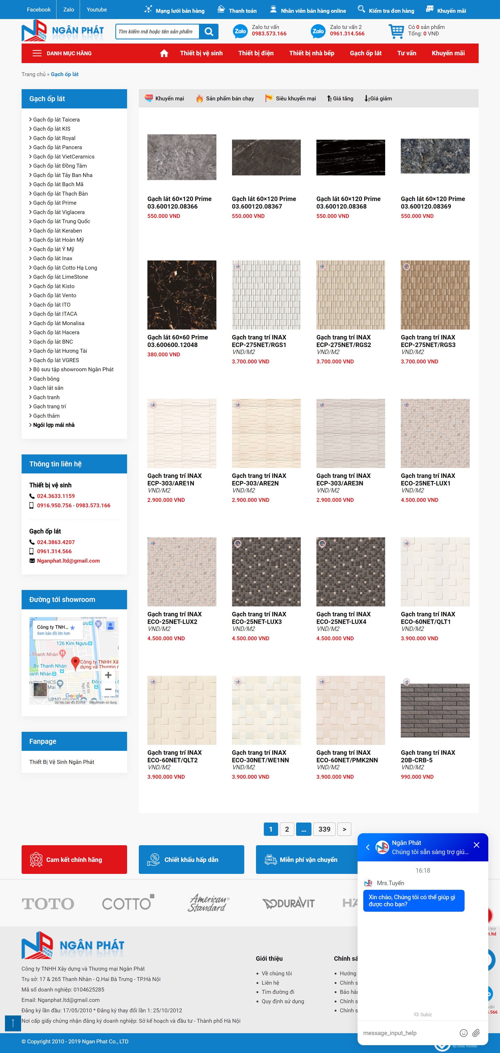 Thiết kế Website web gạch ốp men - thietbivesinhvietcom