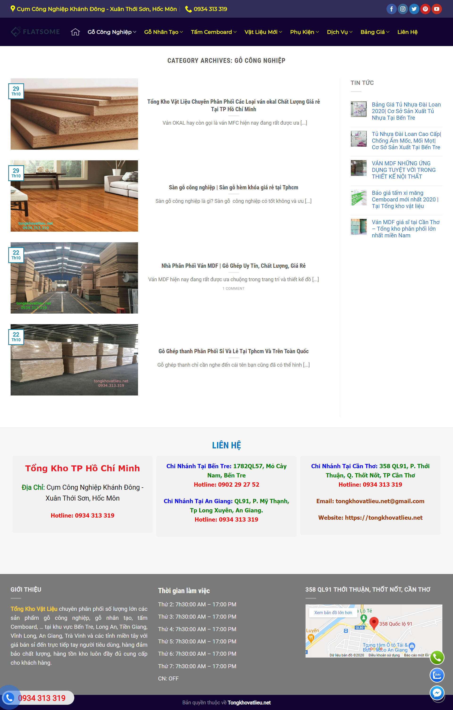 Thiết kế Website web ván gỗ công nghiệp - tongkhovatlieunet