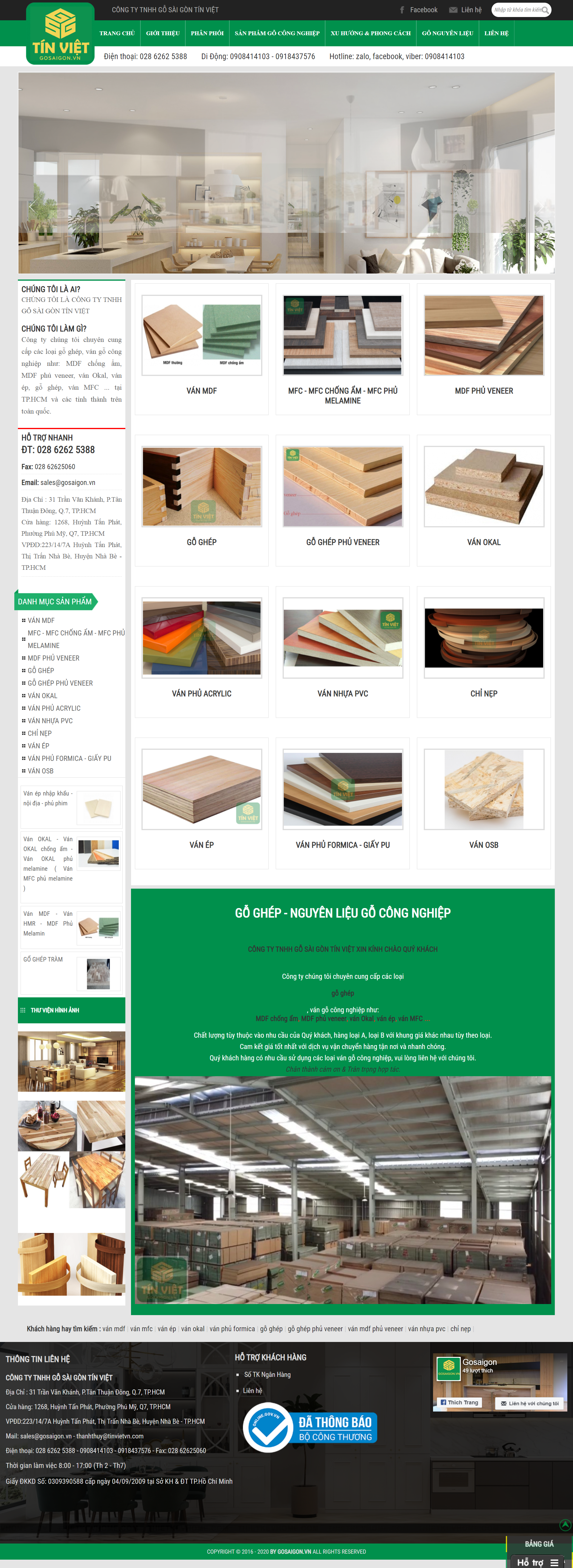 Thiết kế Website web ván gỗ công nghiệp - gosaigonvn