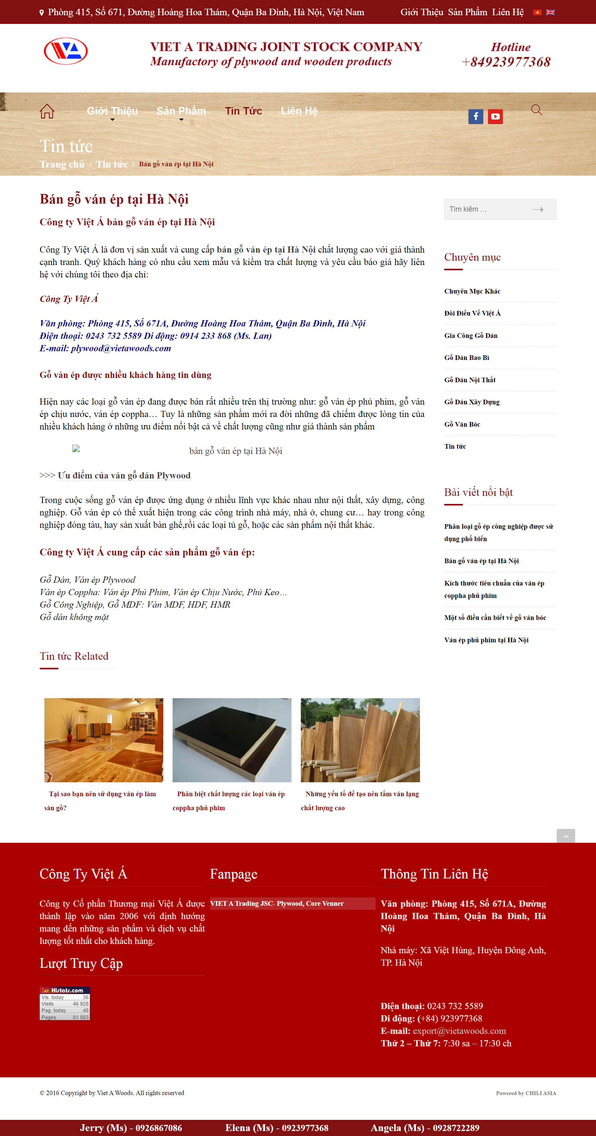 Thiết kế Website web ván gỗ công nghiệp - vietawoodscom