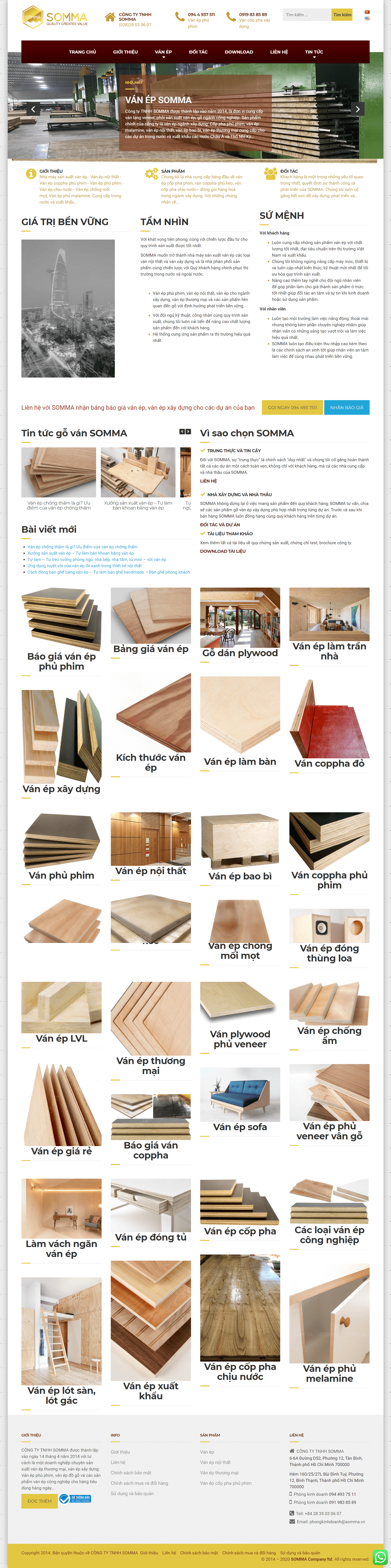 Thiết kế Website web ván ép công nghiệp - sommavn