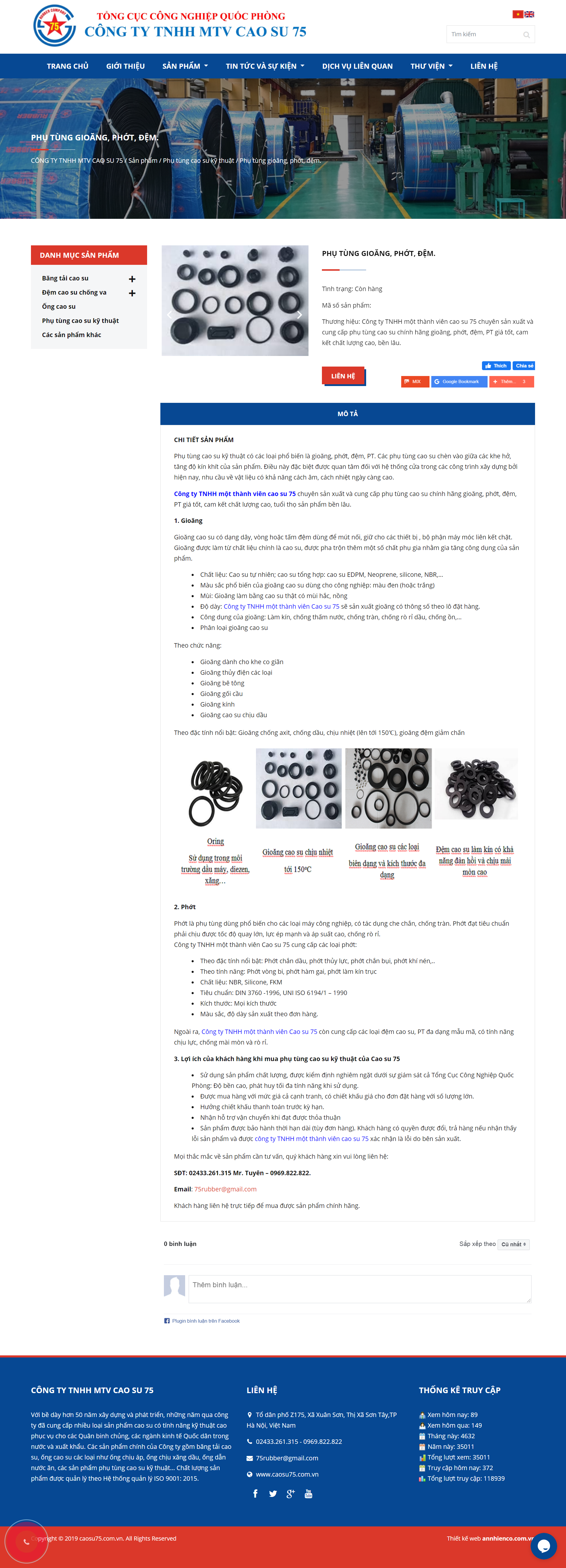Thiết kế Website web phớt cao su - caosu75comvn