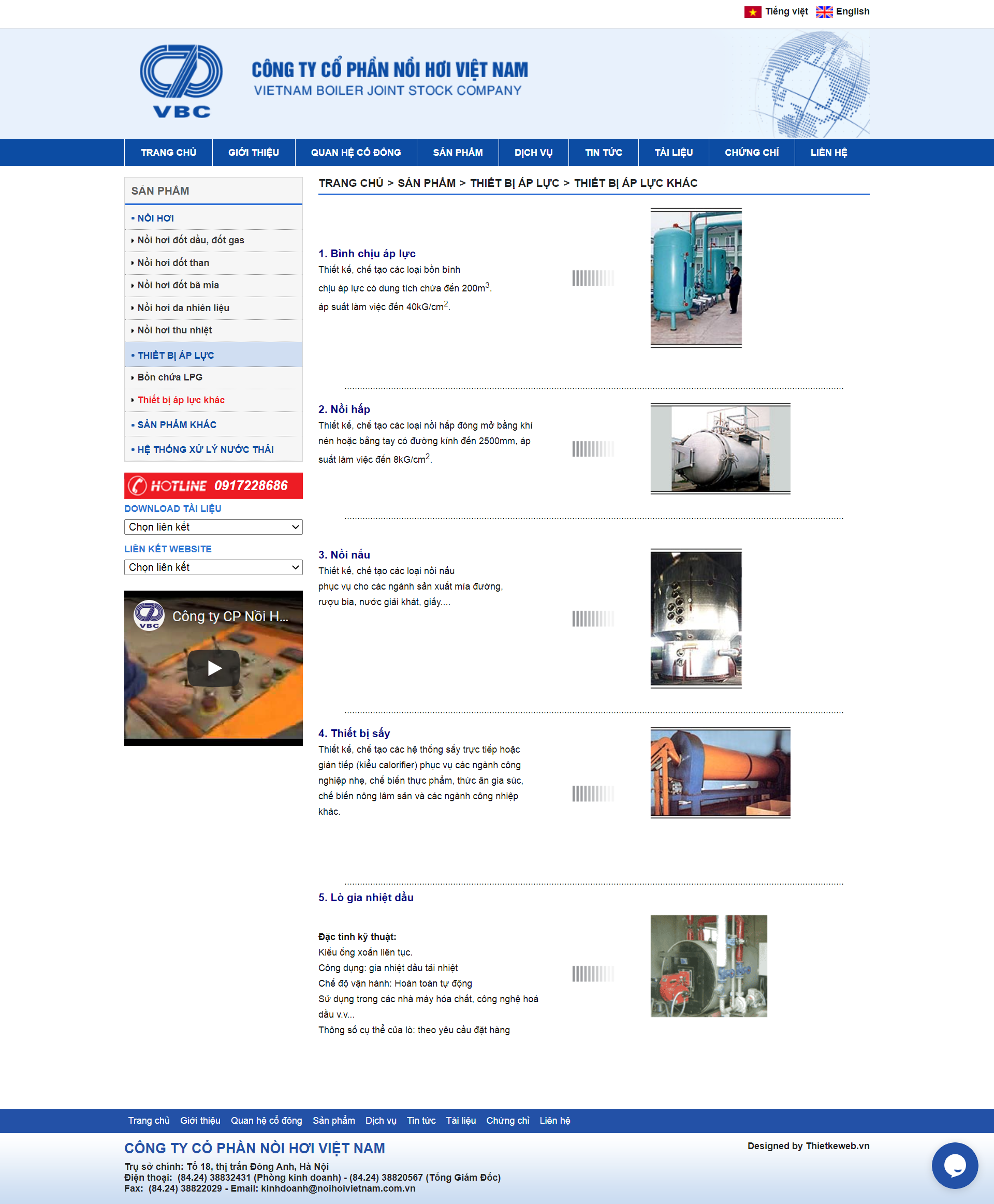 Thiết kế Website web thiết bị áp lực - wwwnoihoivietnamcomvn