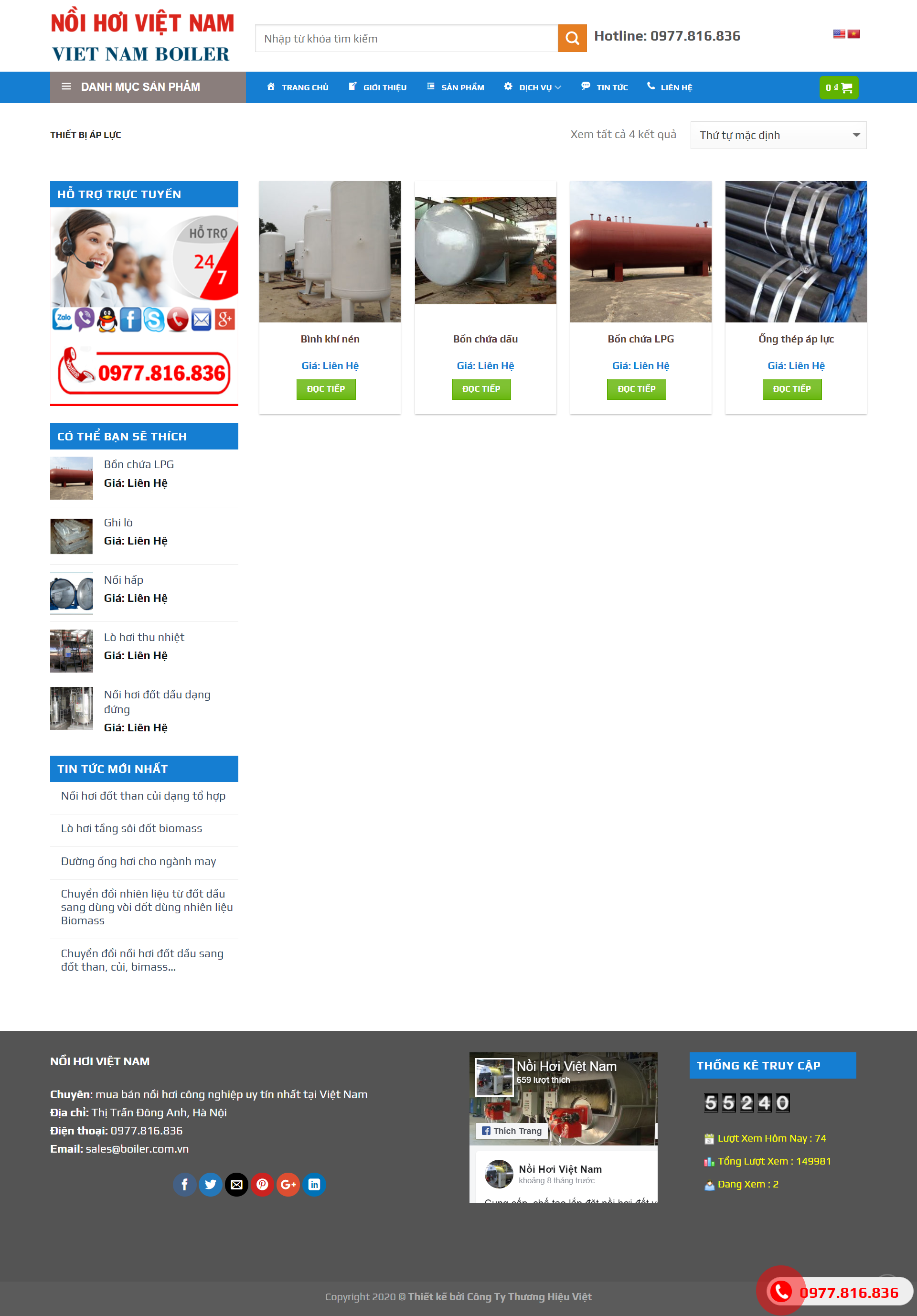 Thiết kế Website web thiết bị áp lực - boilercomvn