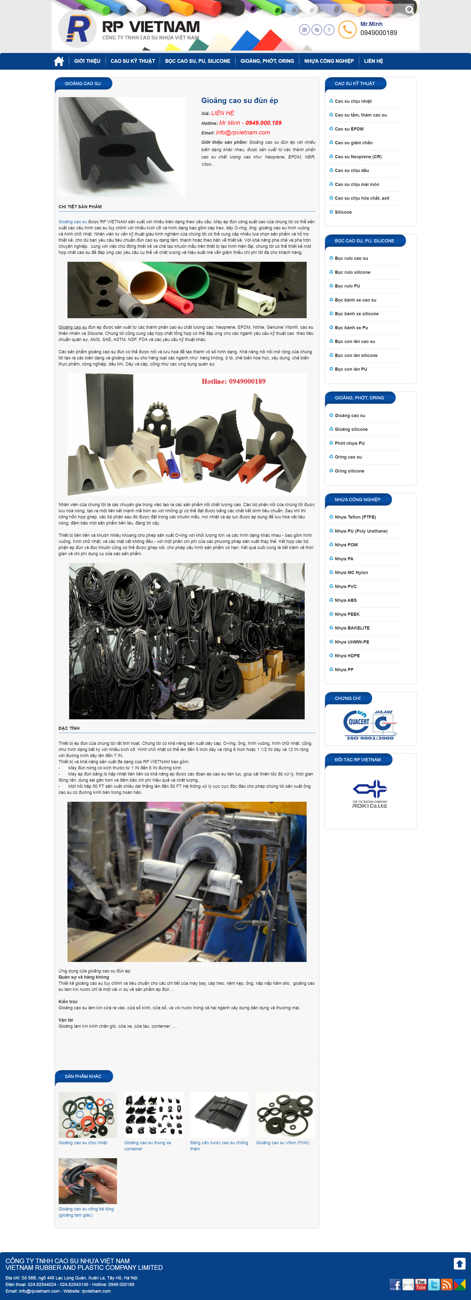 Thiết kế Website web phớt cao su - rpvietnamcom