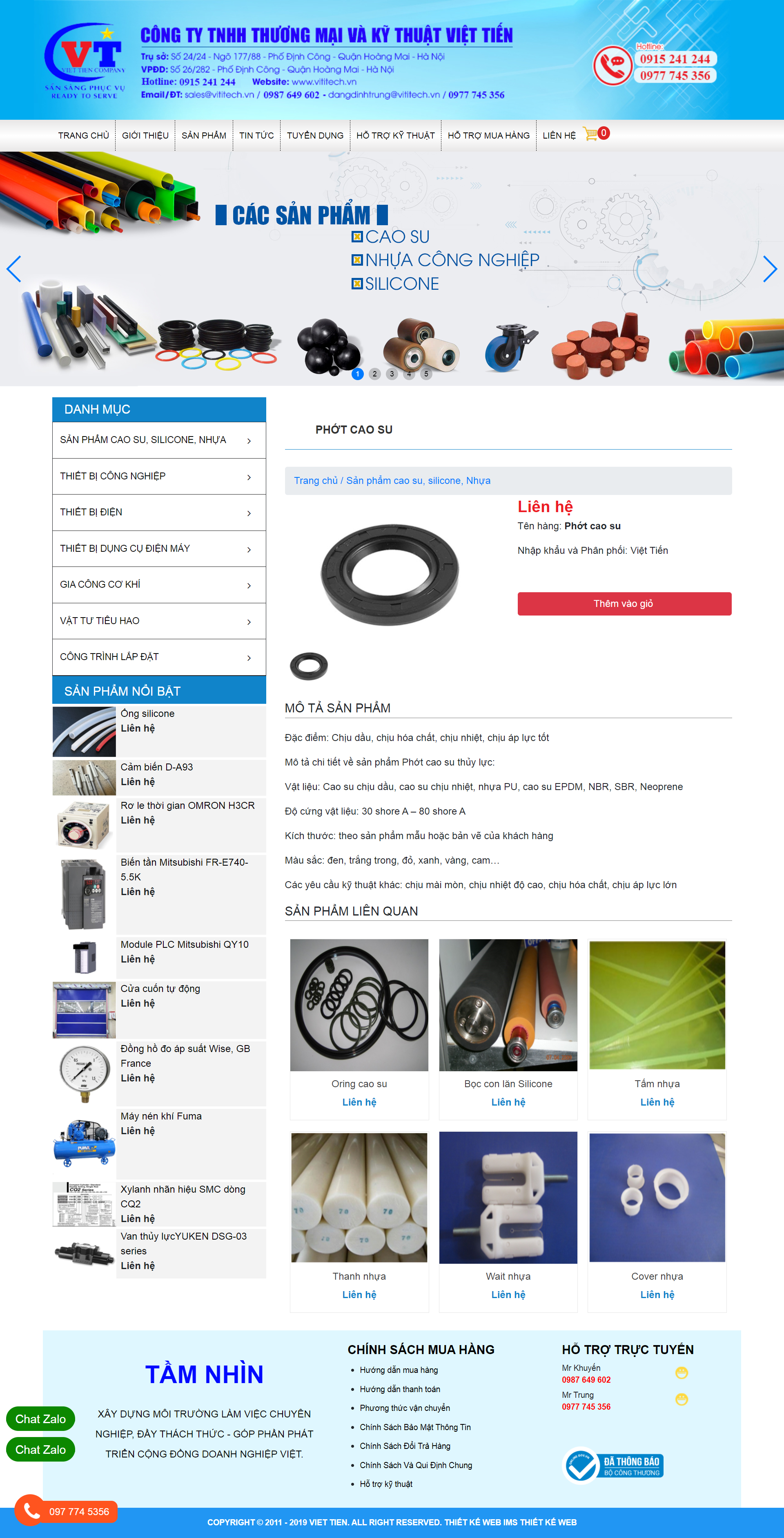 Thiết kế Website web phớt cao su - vititechvn