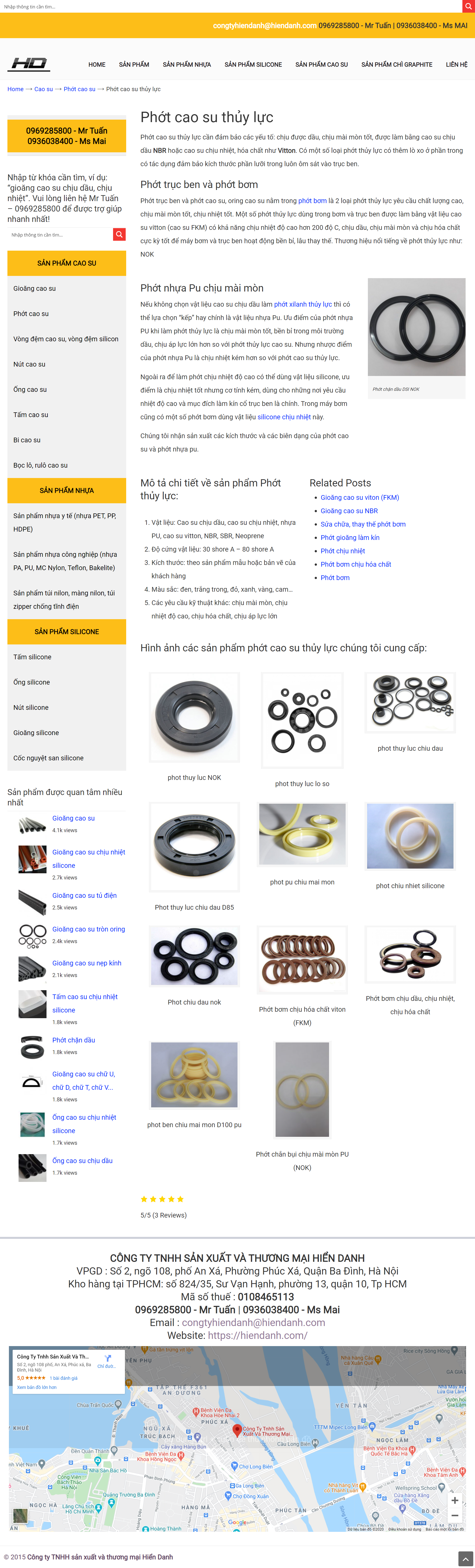 Thiết kế Website web phớt cao su - hiendanhcom