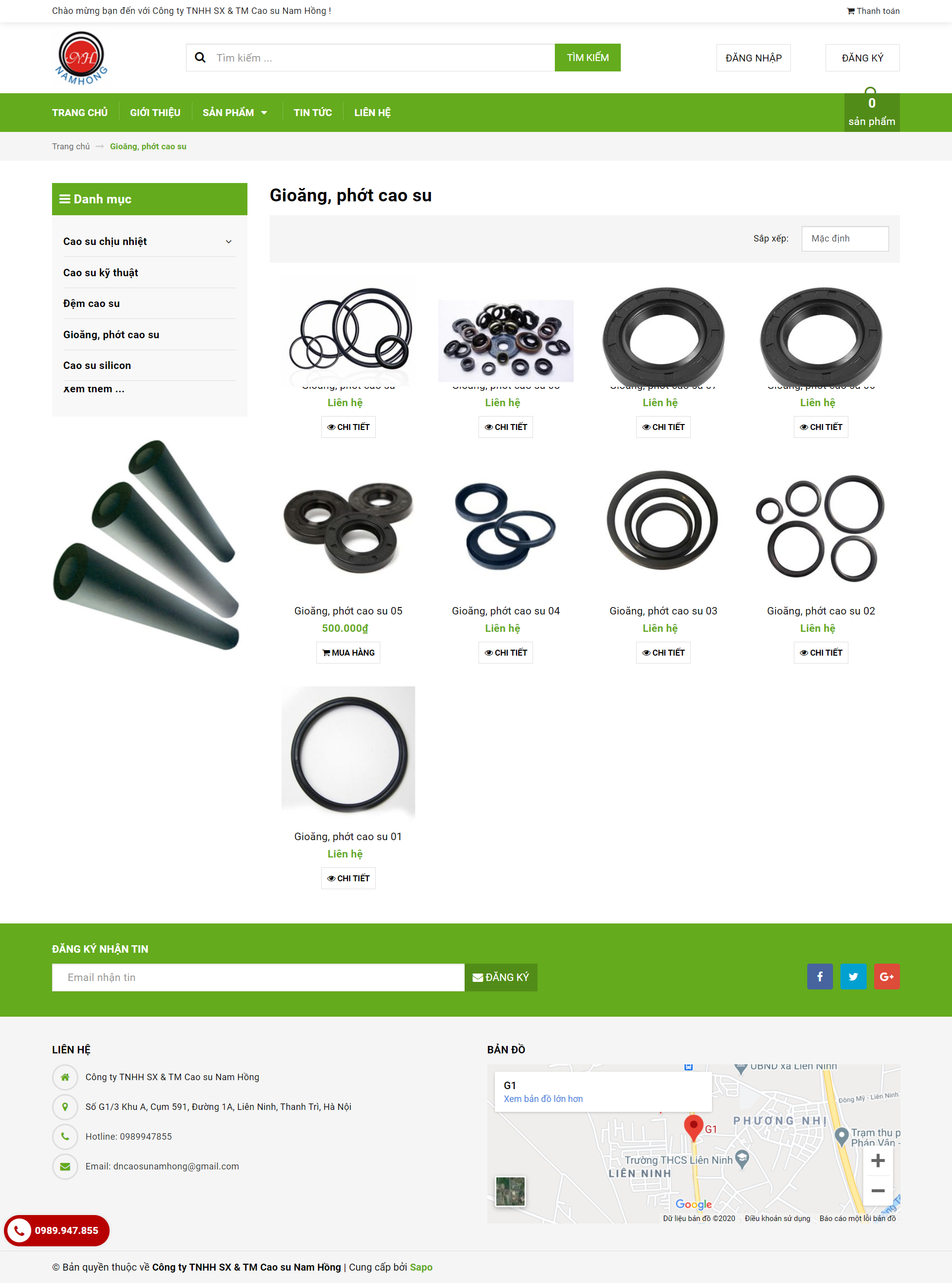 Thiết kế Website web phớt cao su - caosunamhongcom