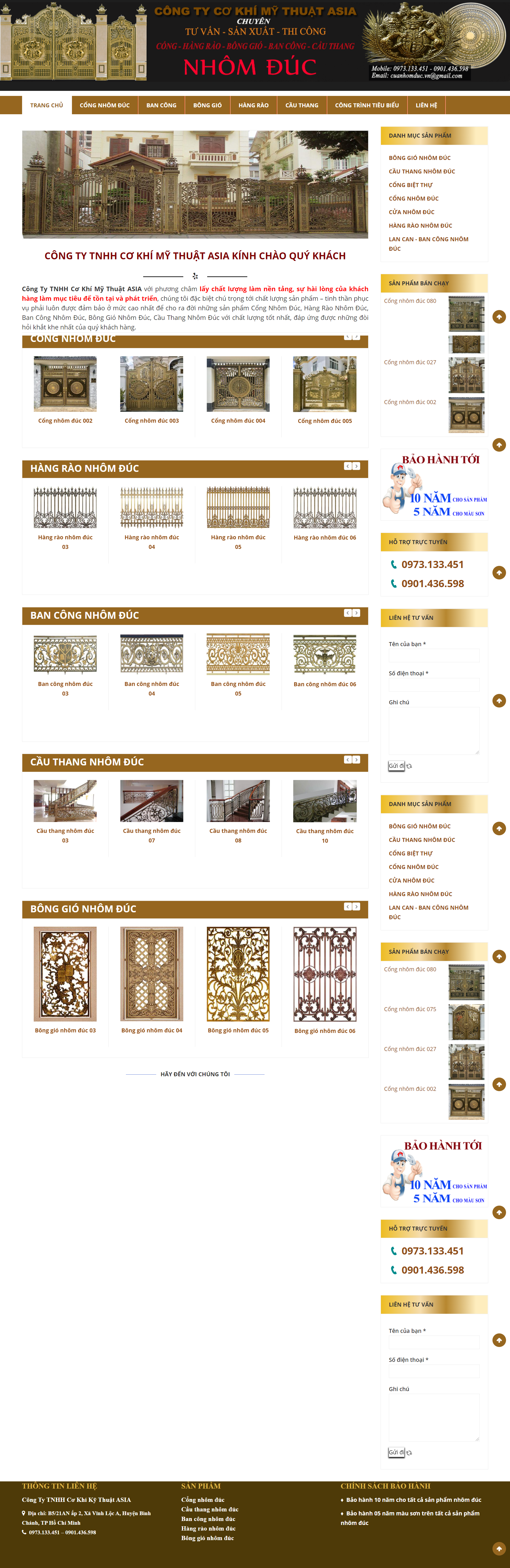 Thiết kế Website web cổng nhôm đúc - cuanhomducvn