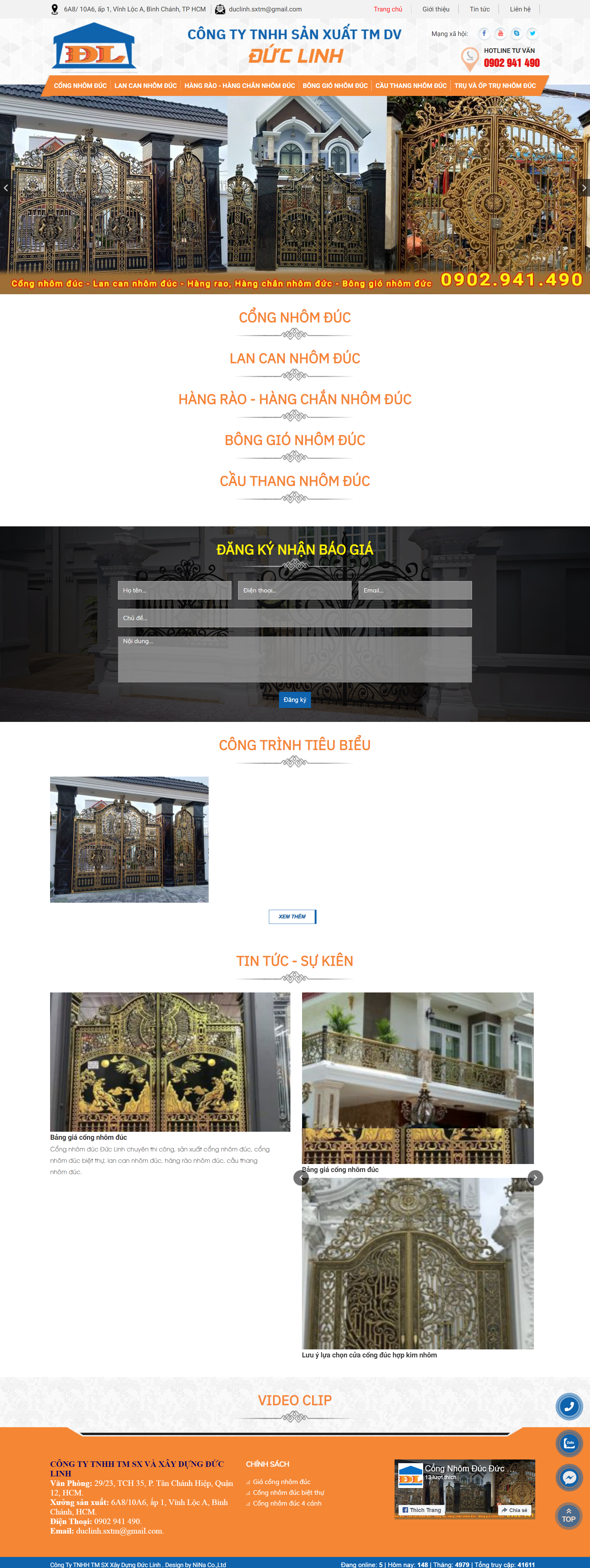 Thiết kế Website web cổng nhôm đúc - congnhomduclinhcom
