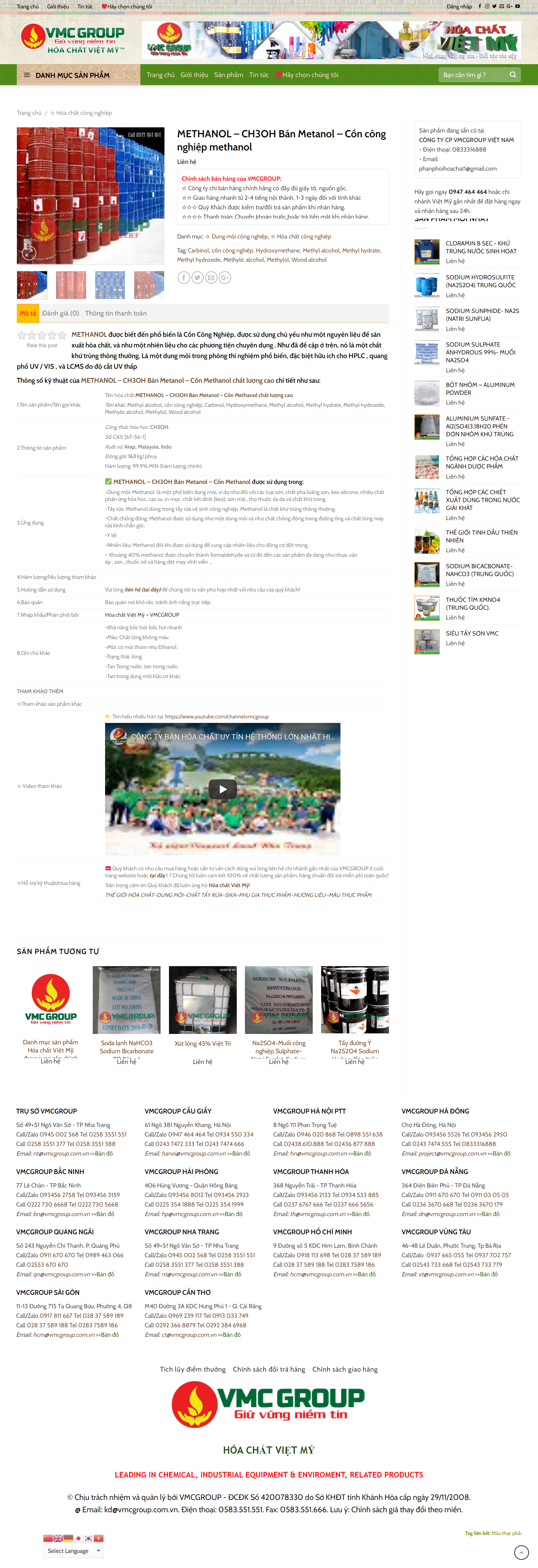Thiết kế Website web cồn tinh khiết - hoachatvietmyvn