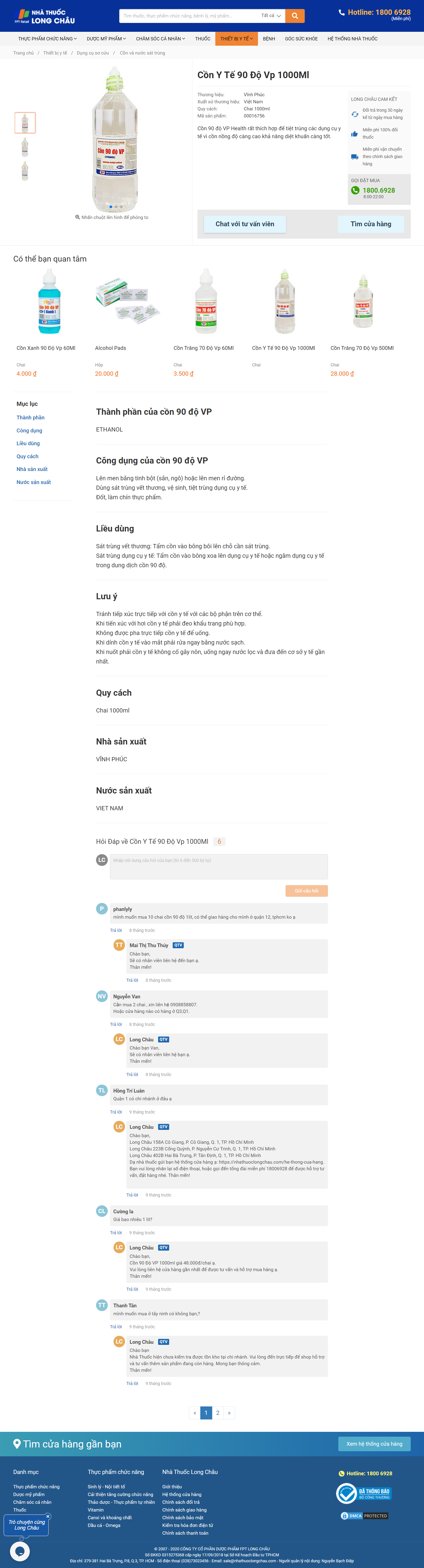 Thiết kế Website web cồn tinh khiết - nhathuoclongchaucom