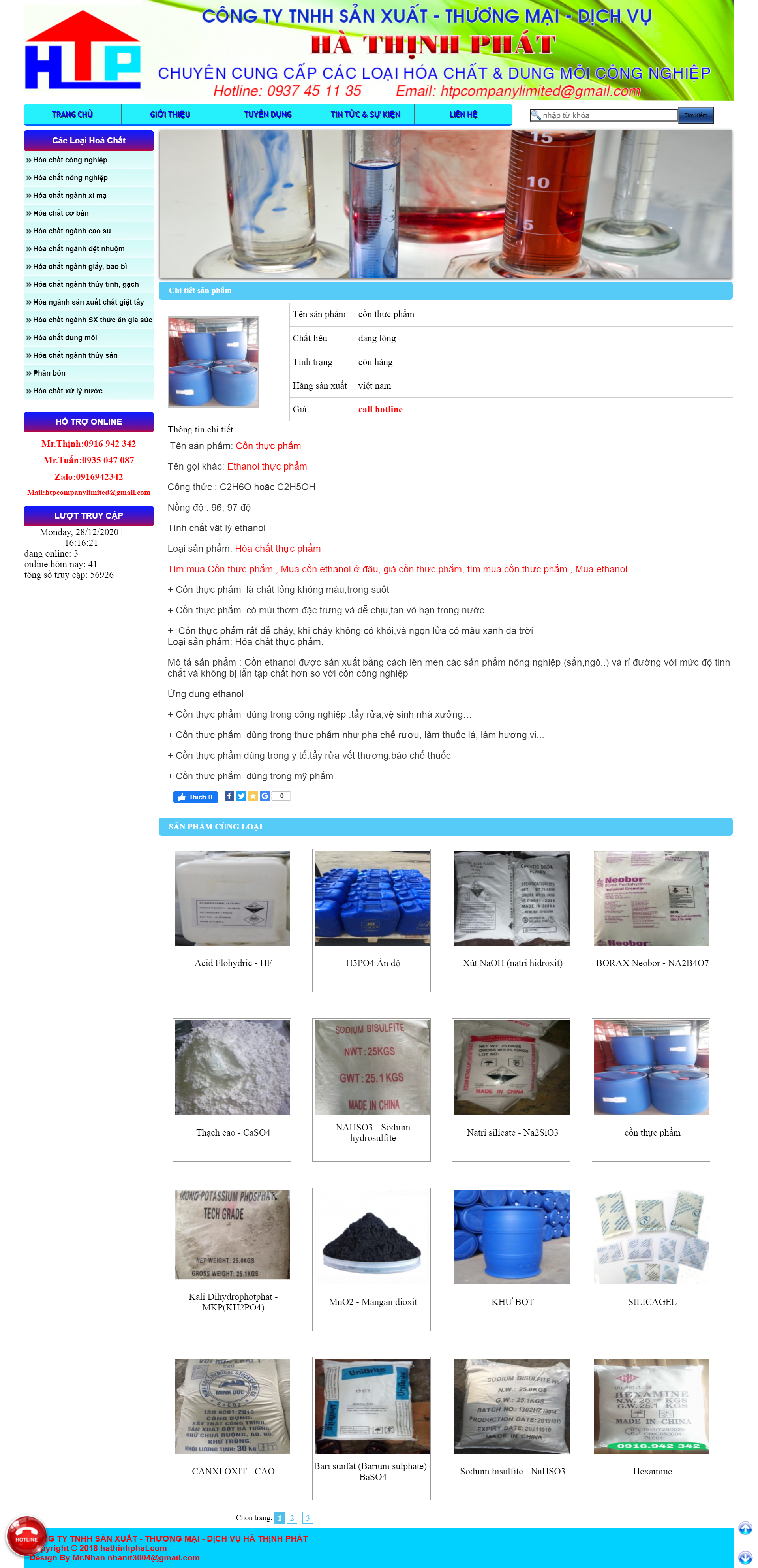 Thiết kế Website web cồn tinh khiết - hathinhphatcom