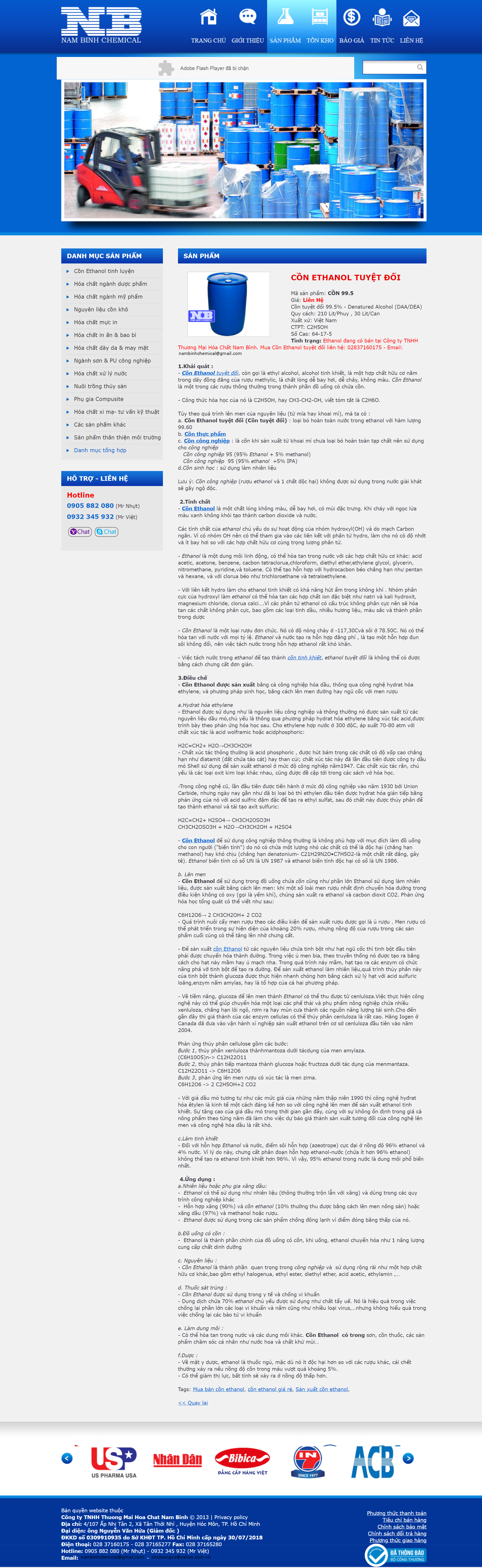 Thiết kế Website web cồn tinh khiết - sieuthidungmoicomvn