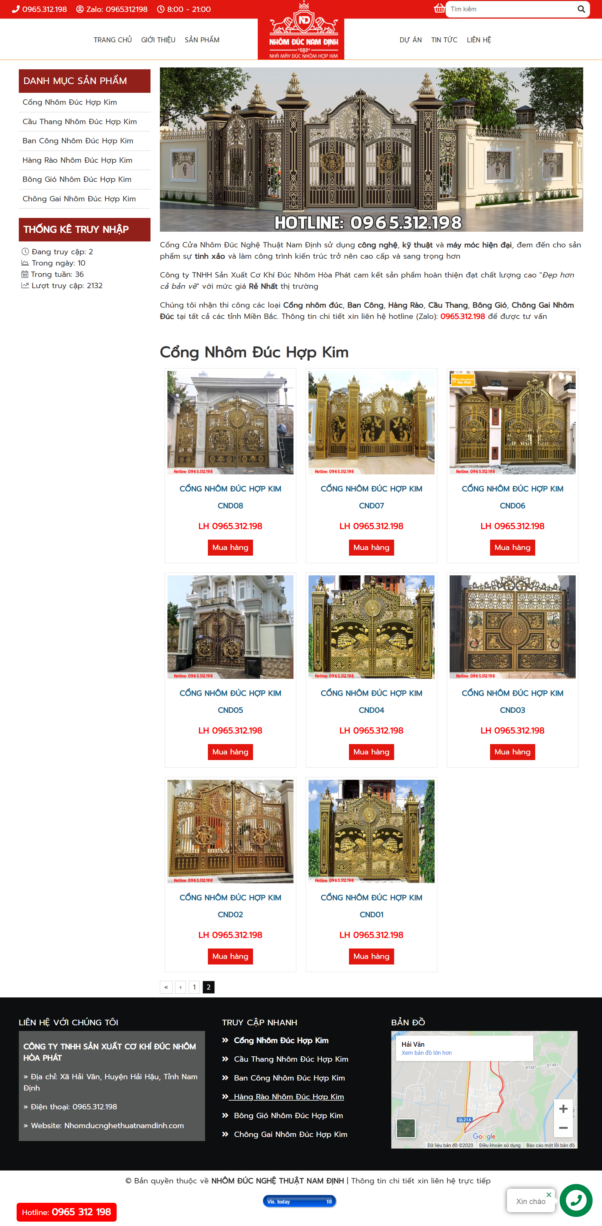 Thiết kế Website web cổng nhôm đúc - nhomducnghethuatnamdinhcom