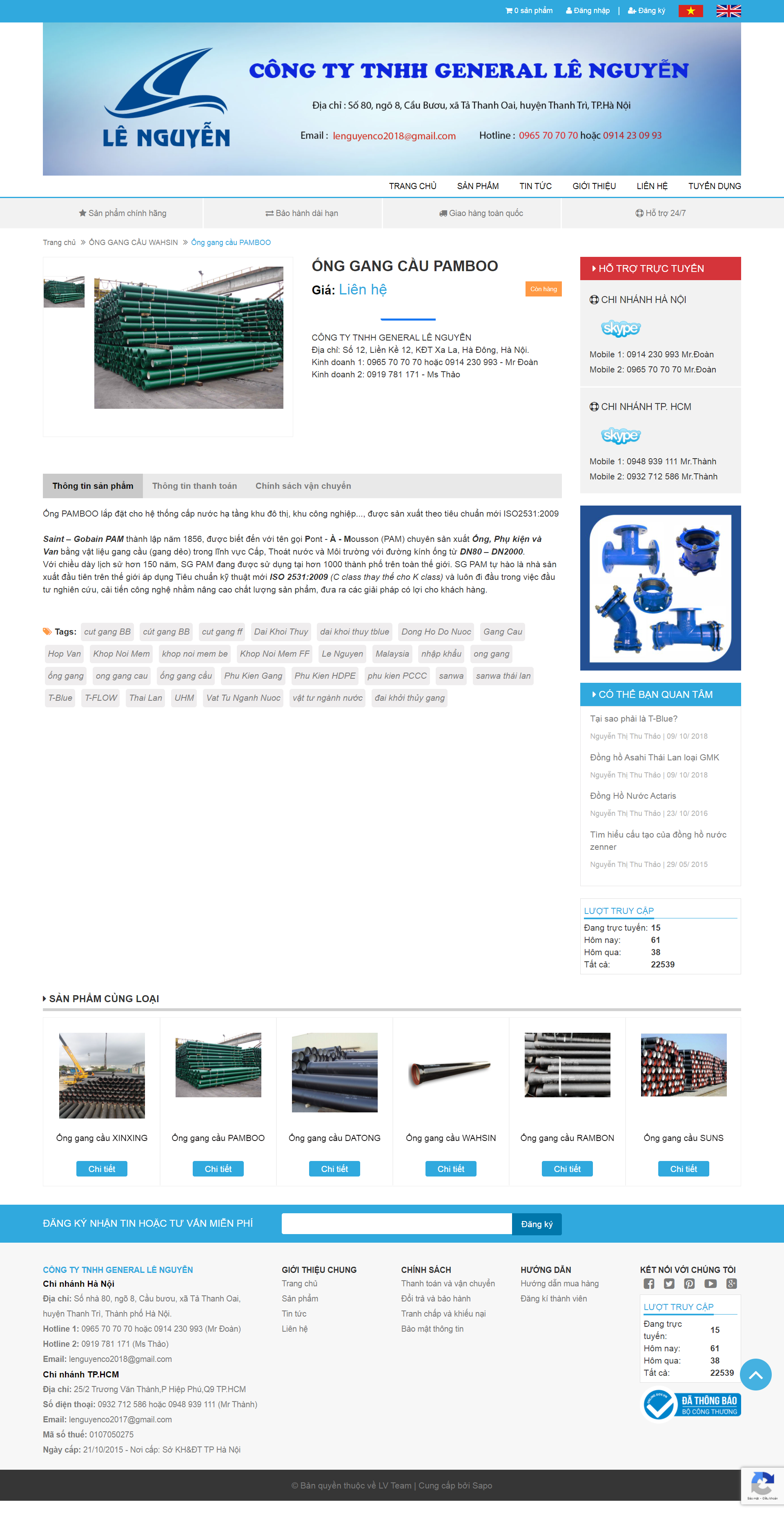 Thiết kế Website web ống gang cầu - t-bluevn