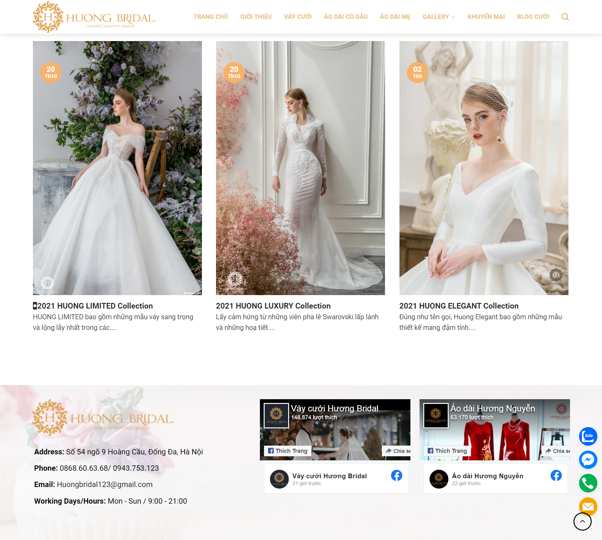 Thiết kế Website web áo cưới - huongbridalvn