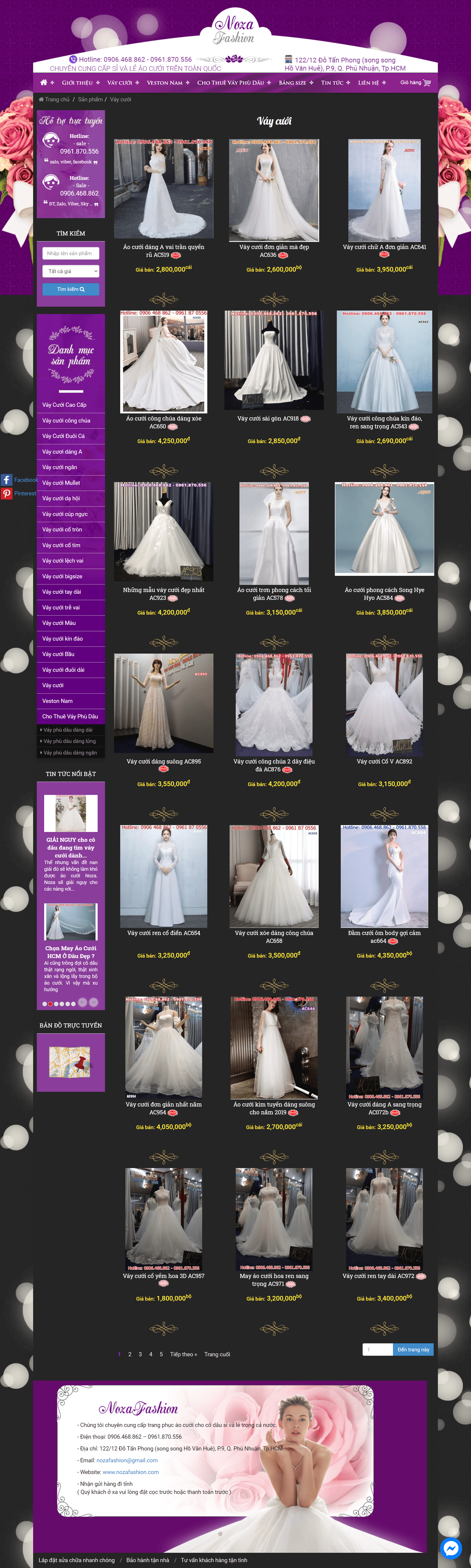 Thiết kế Website web áo cưới - nozafashioncom