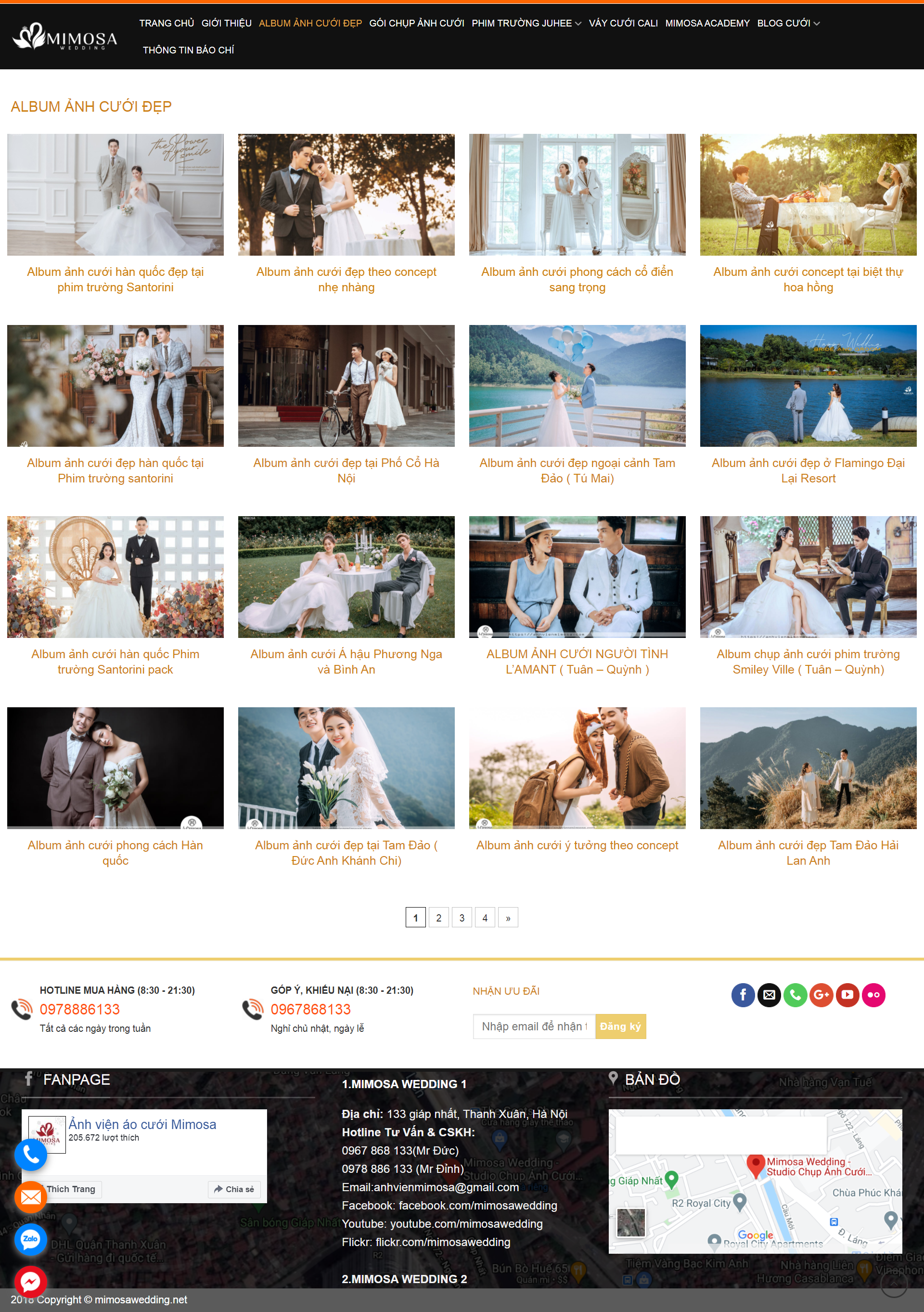 Thiết kế Website web áo cưới - mimosaweddingnet